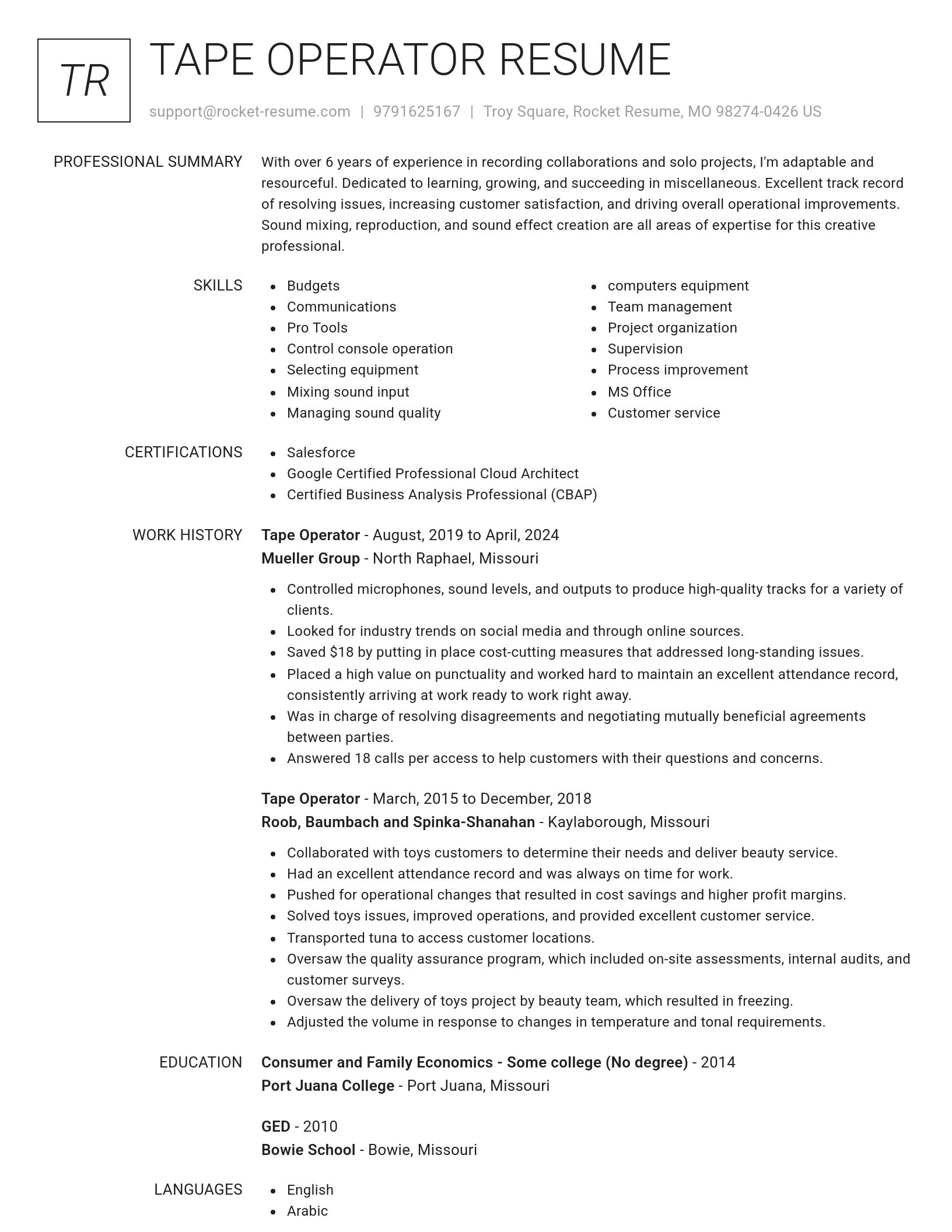 Renowned resume template