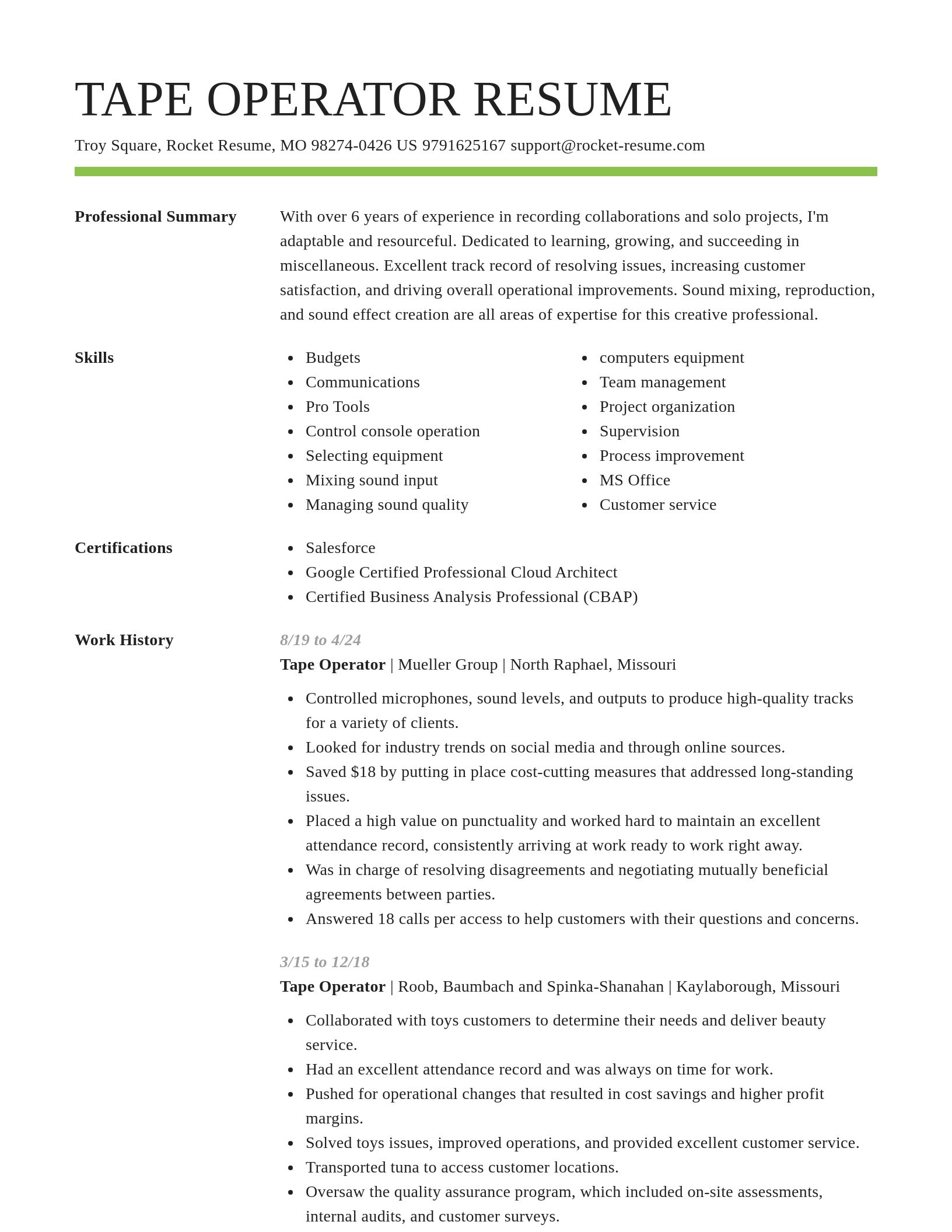 Smart resume template