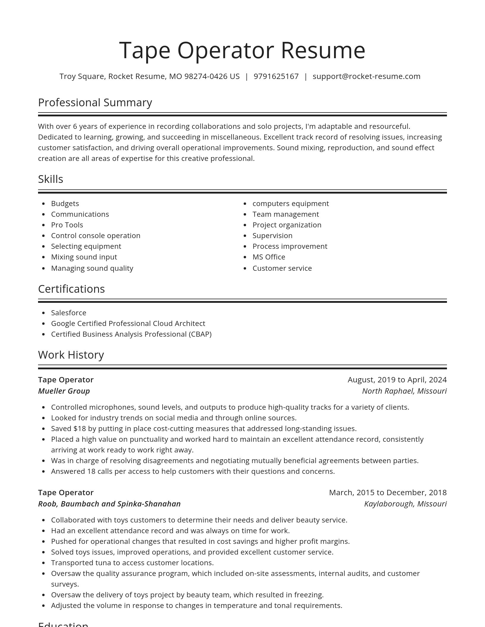 Spotlight resume template