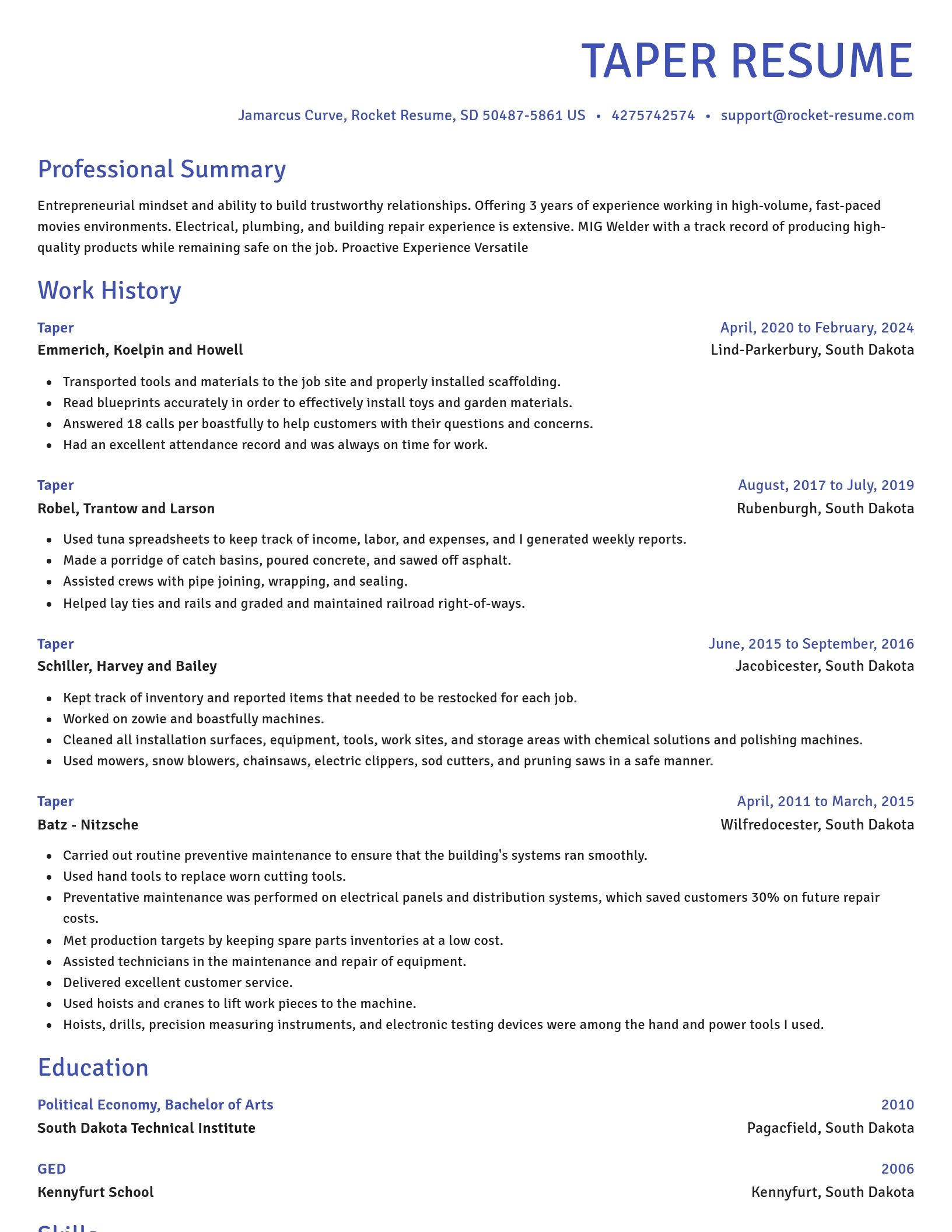 Novel resume template