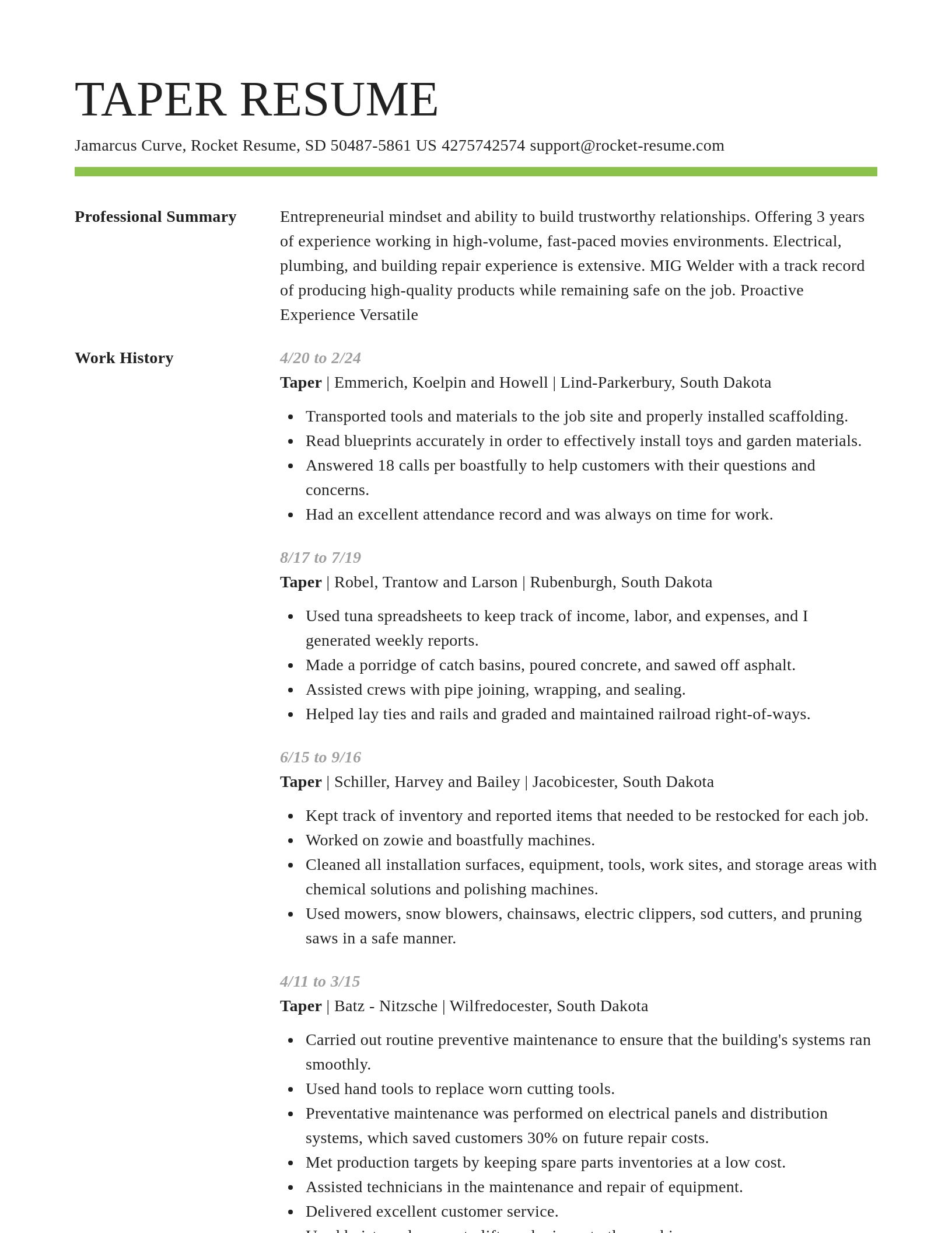 Smart resume template