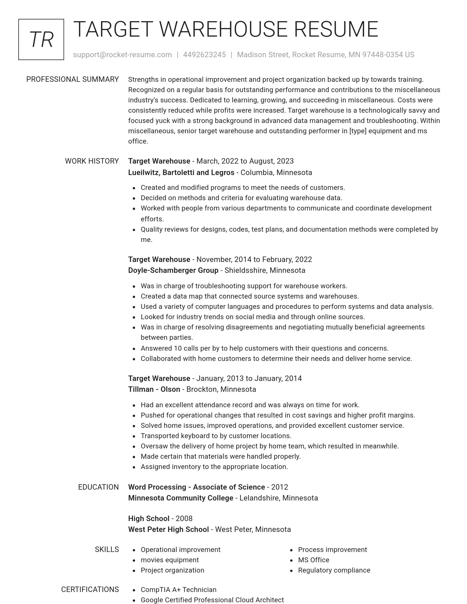 Renowned resume template