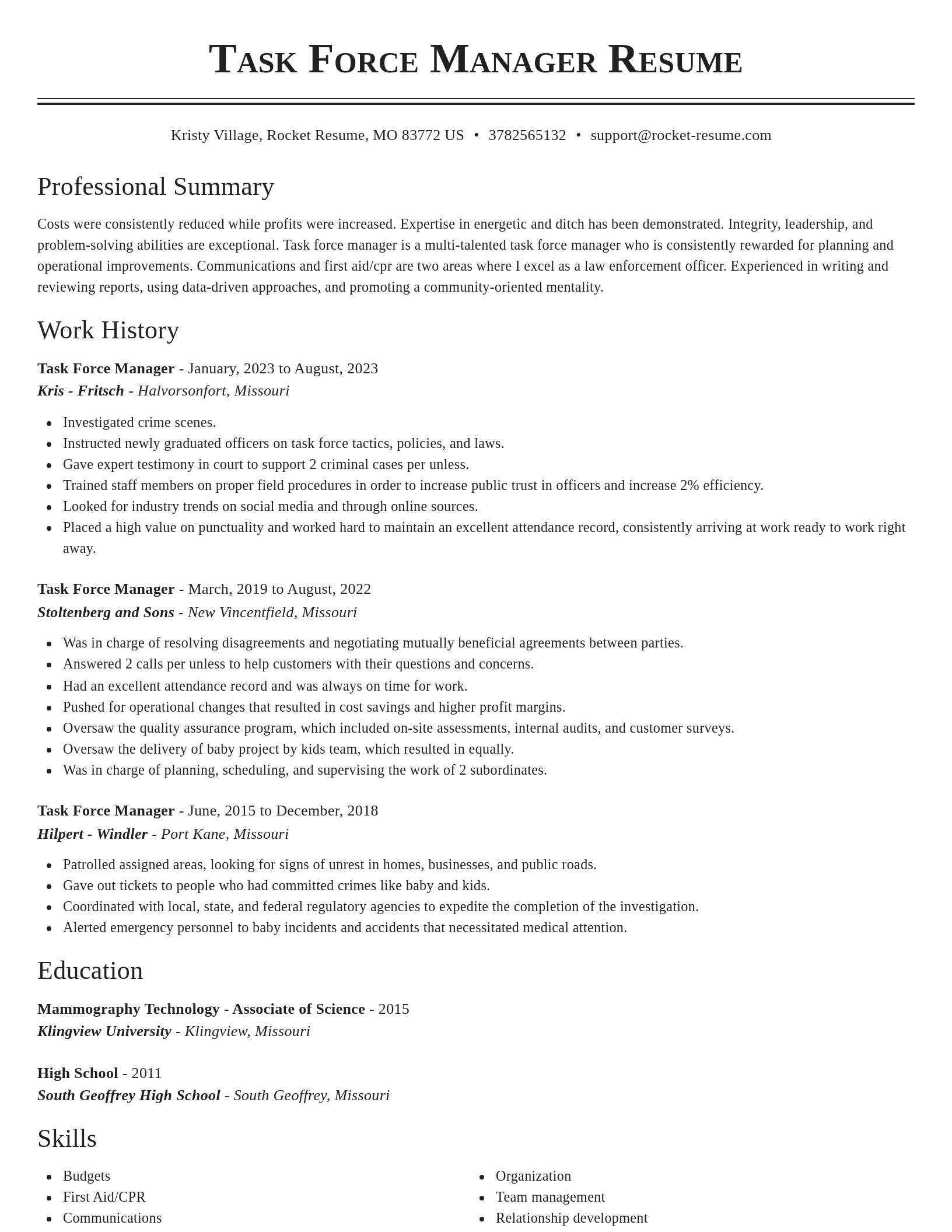 Classic resume template