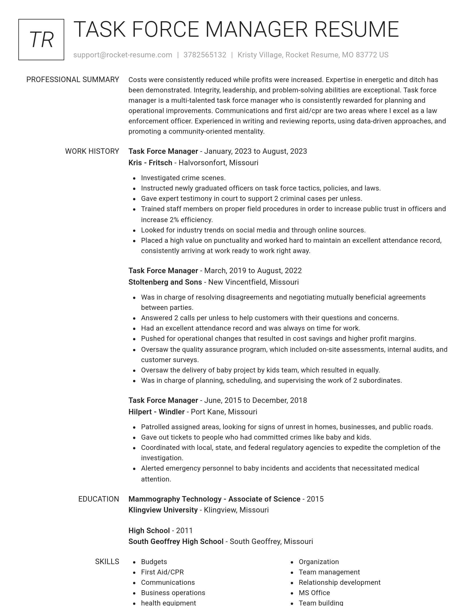 Renowned resume template