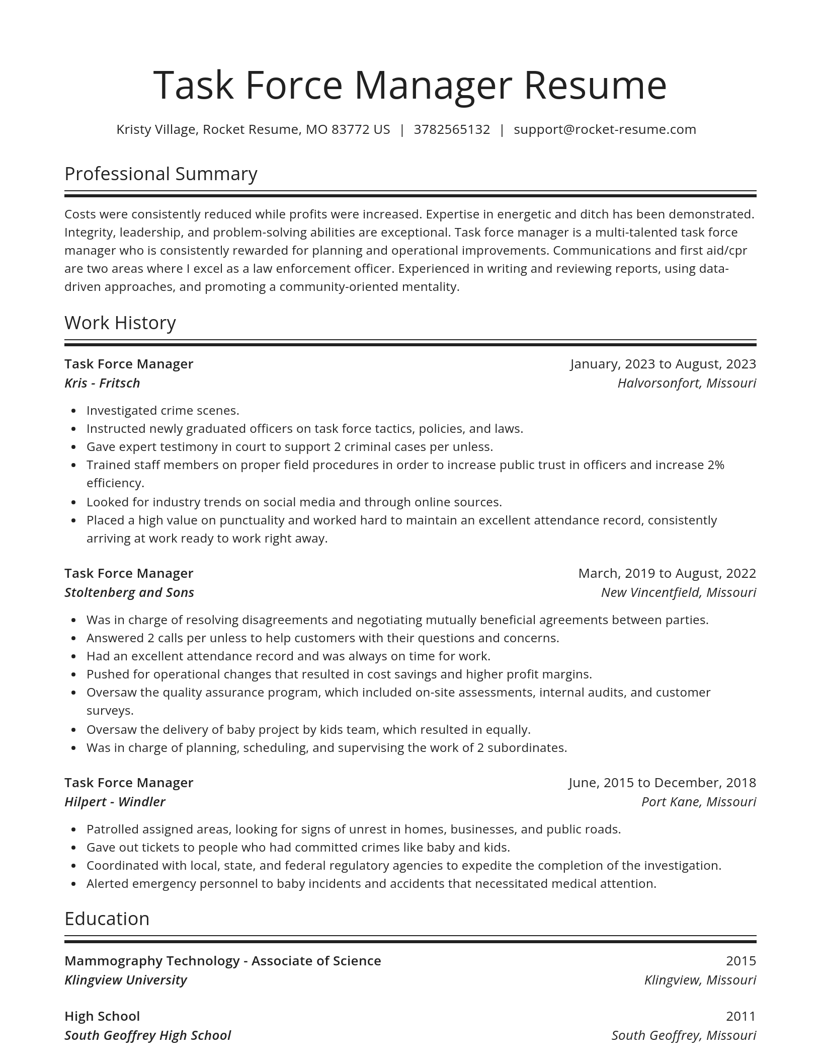 Spotlight resume template