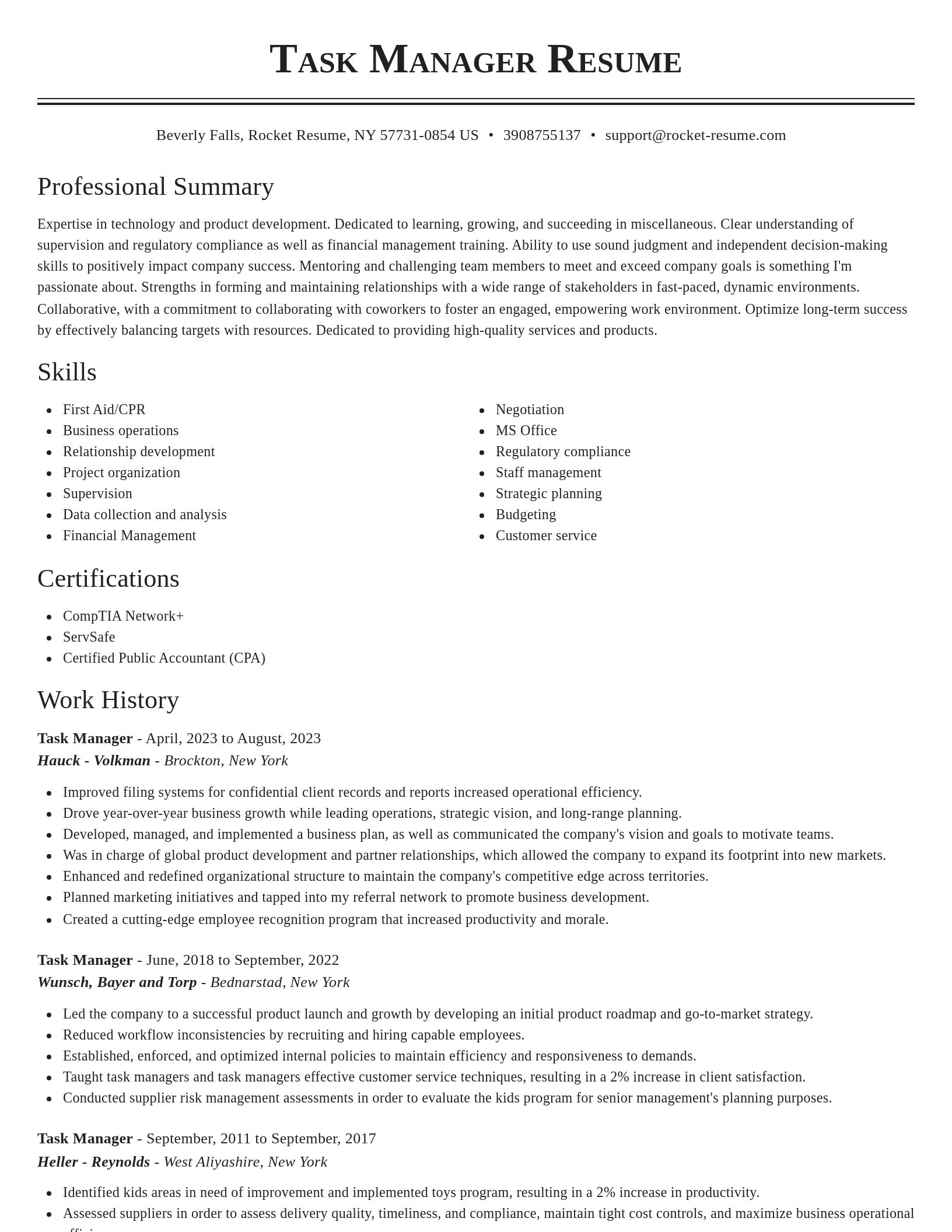 Classic resume template