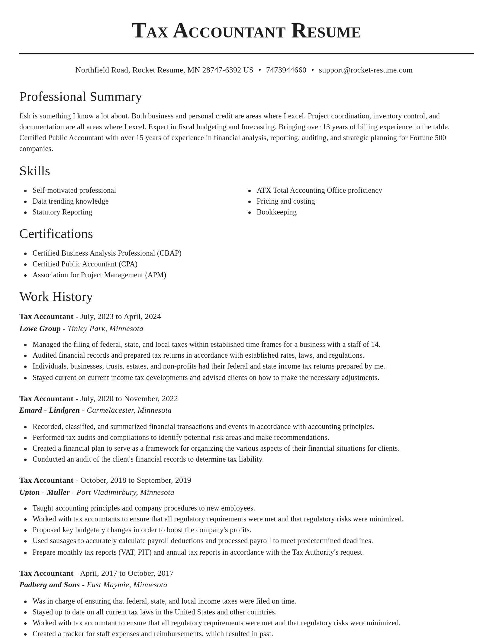 Classic resume template