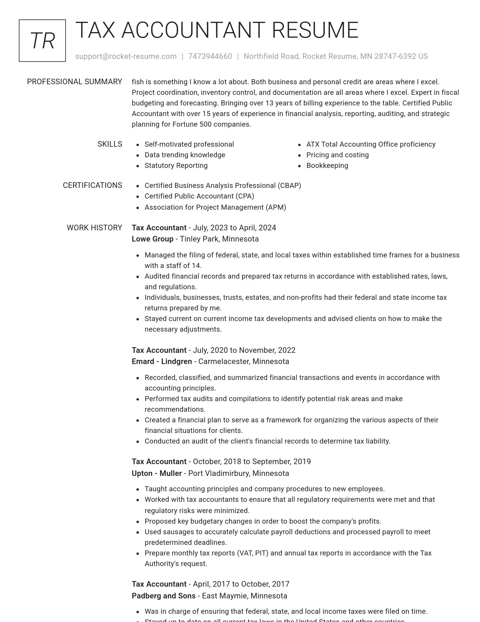 Renowned resume template