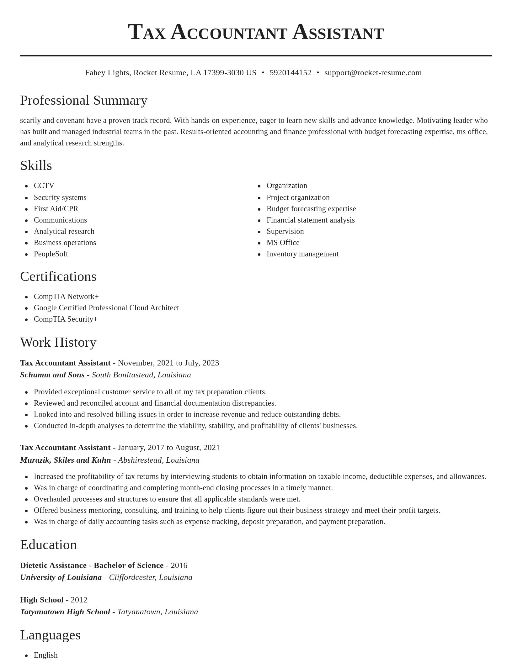 Classic resume template