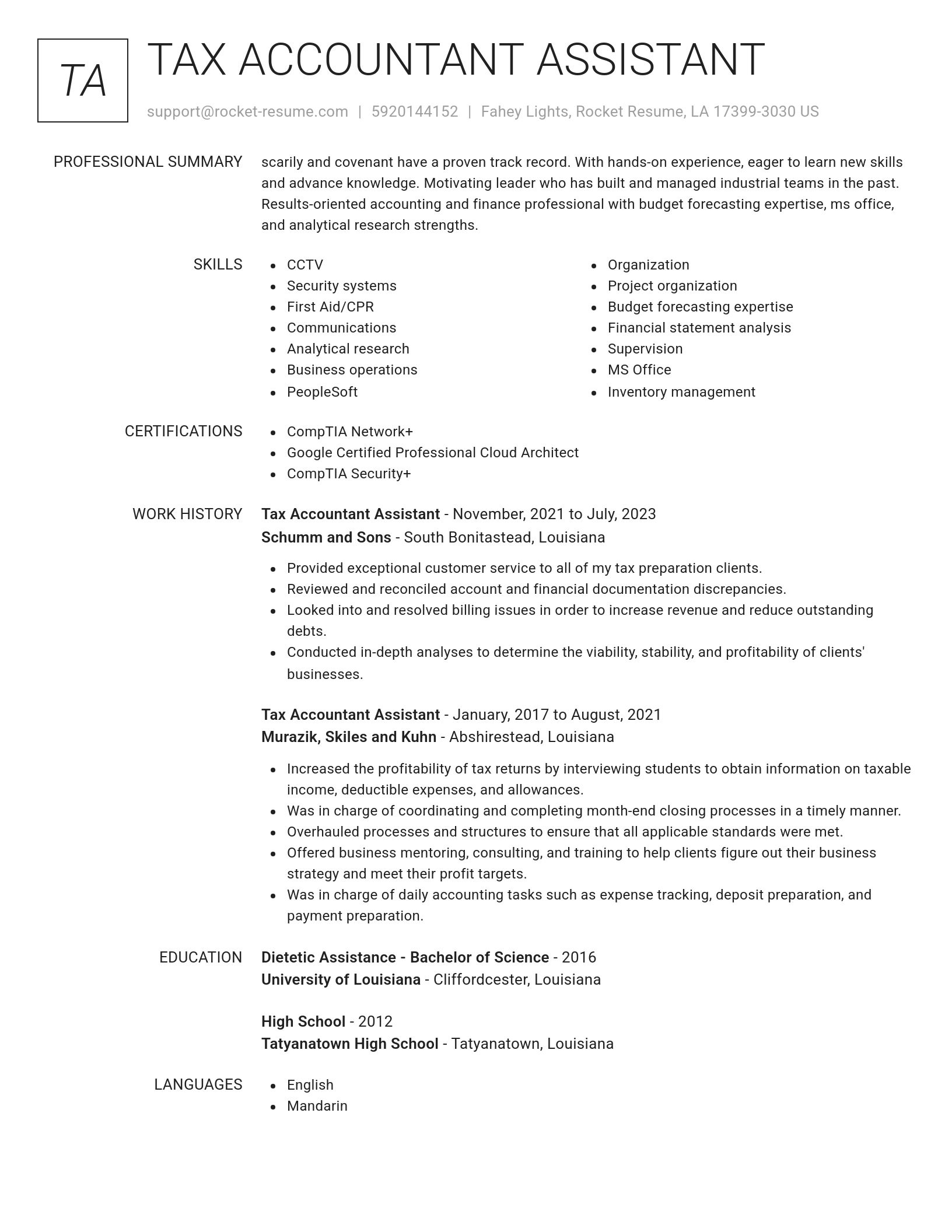 Renowned resume template
