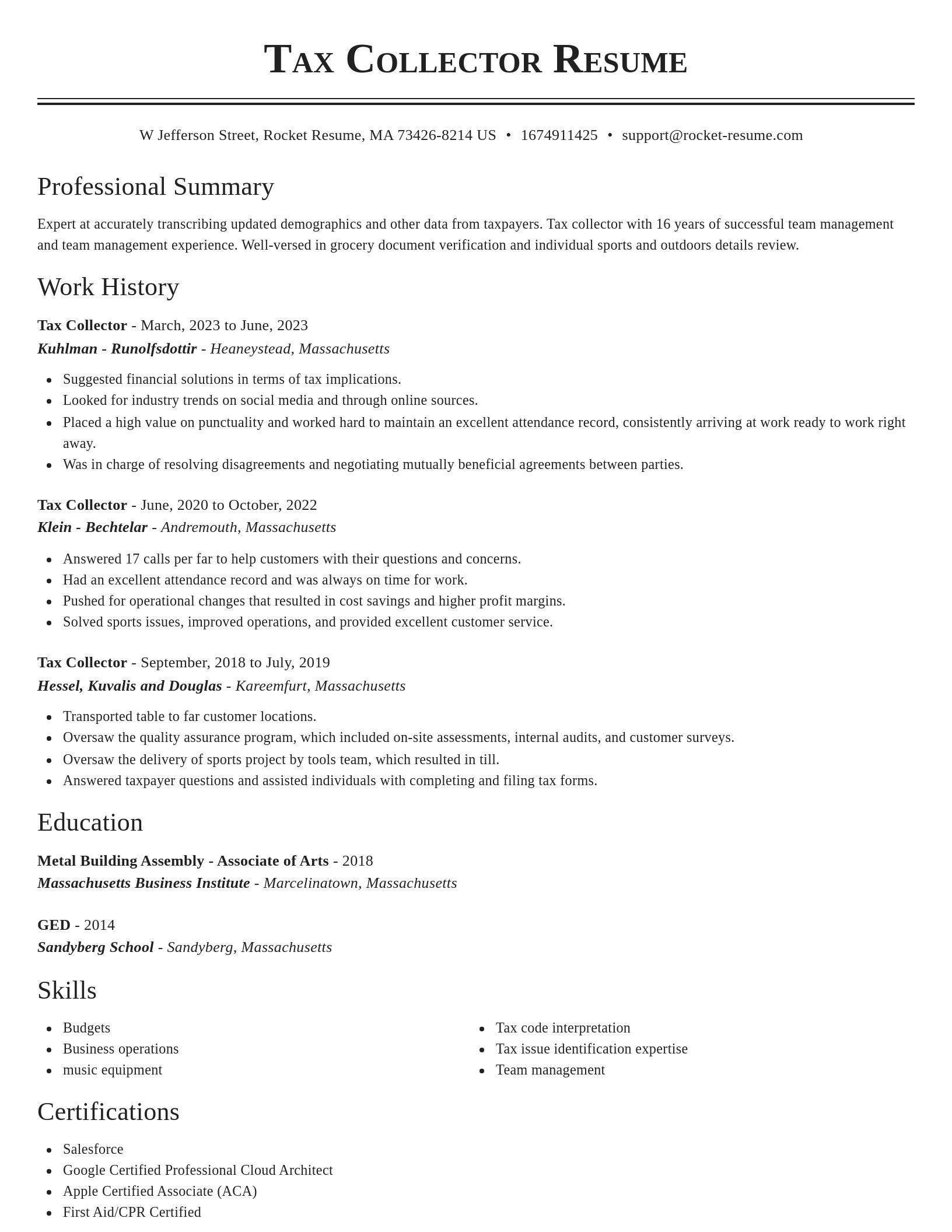 Classic resume template