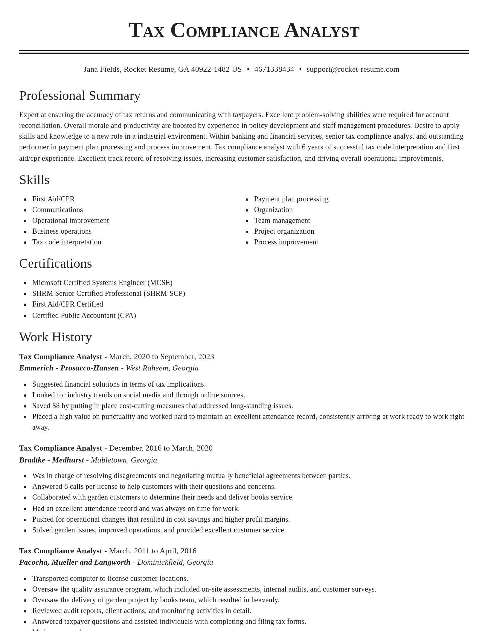 Classic resume template