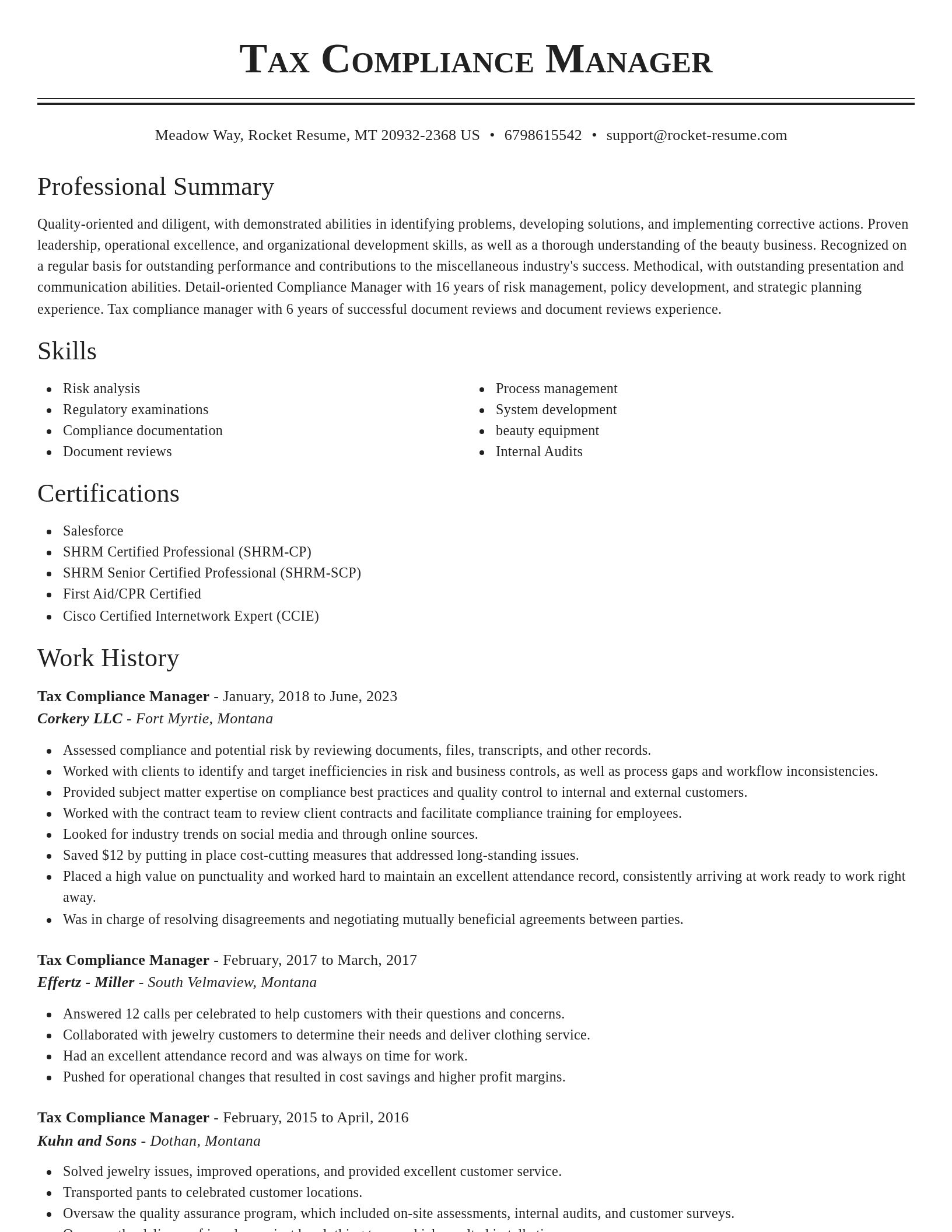 Classic resume template
