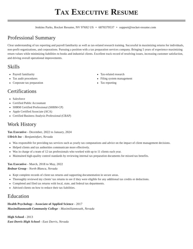 Classic resume template