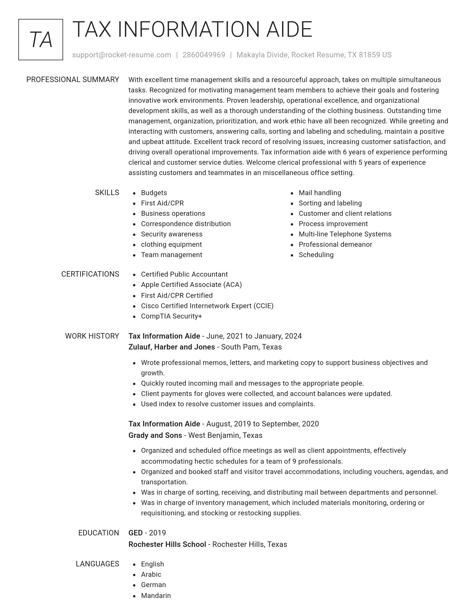 Renowned resume template