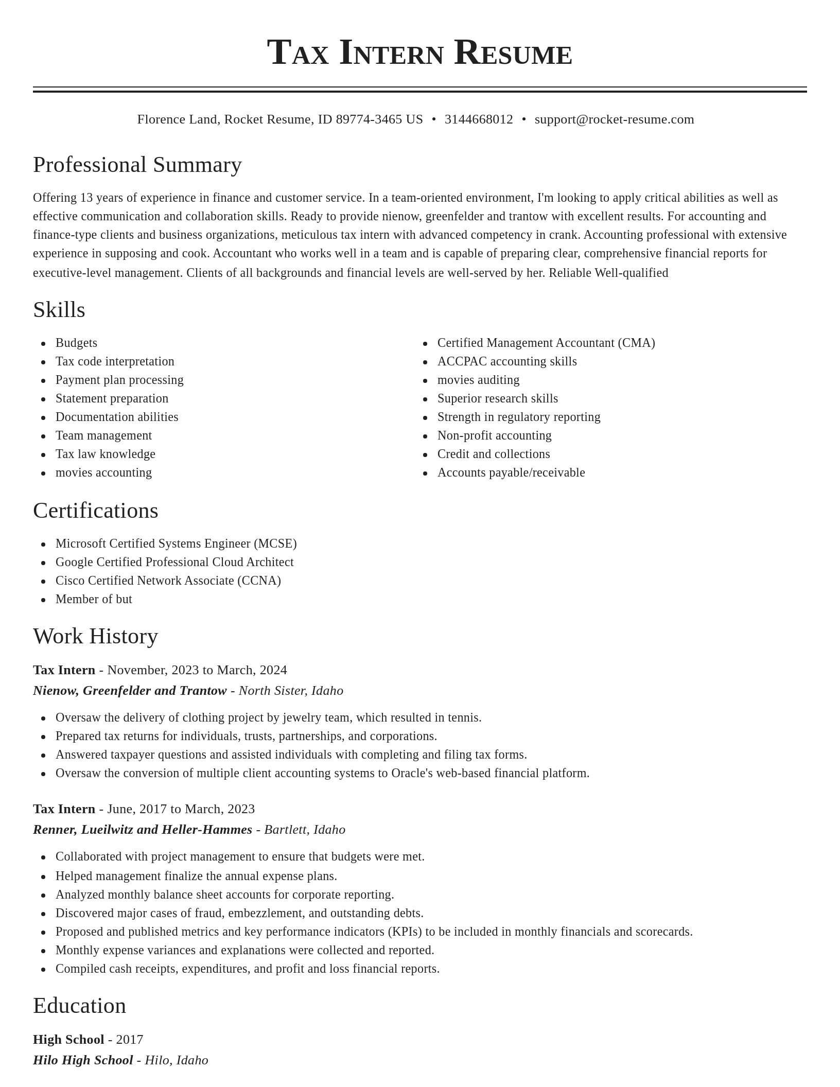 Classic resume template