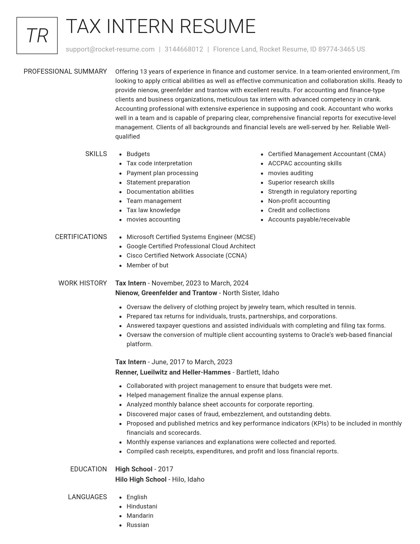 Renowned resume template