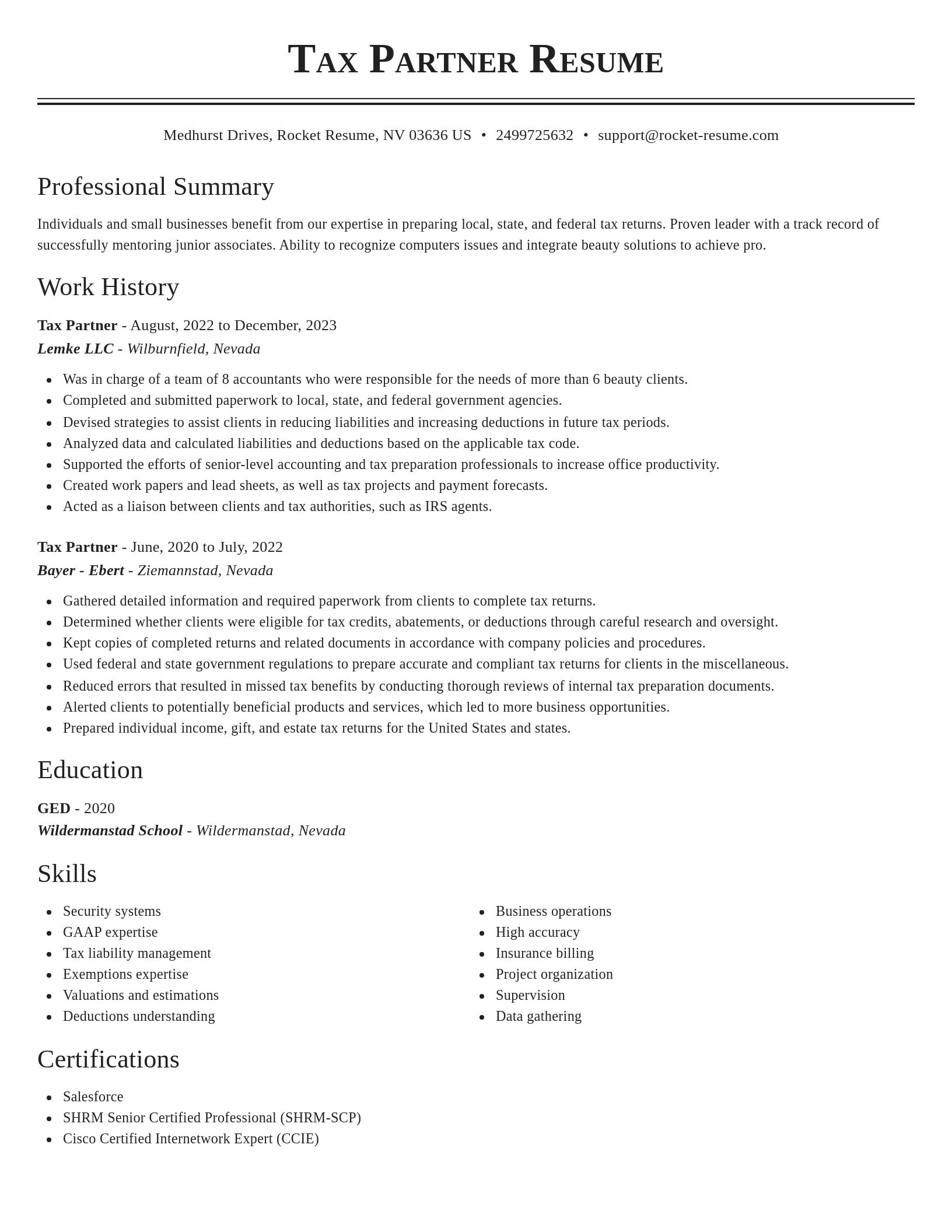 Classic resume template