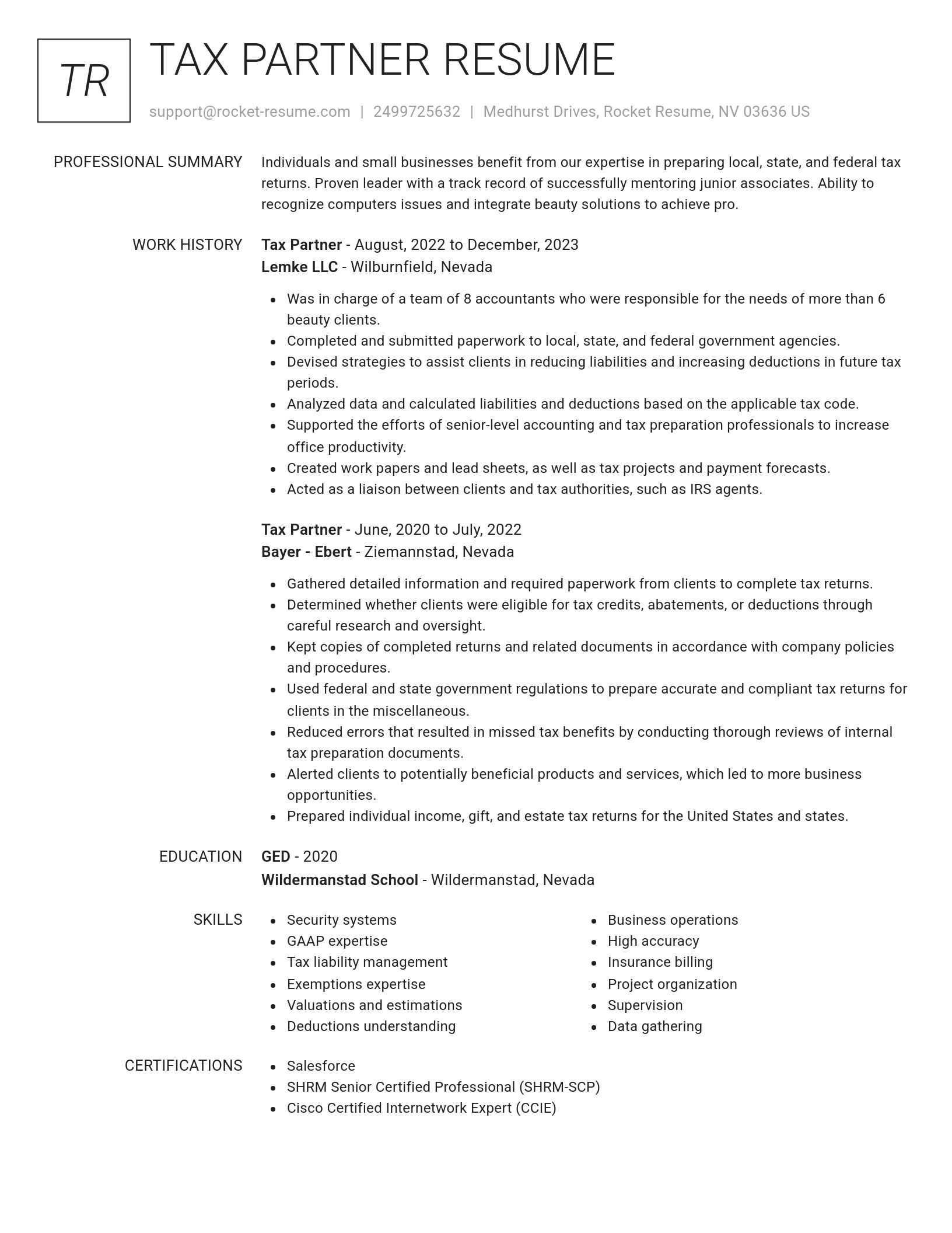 Renowned resume template
