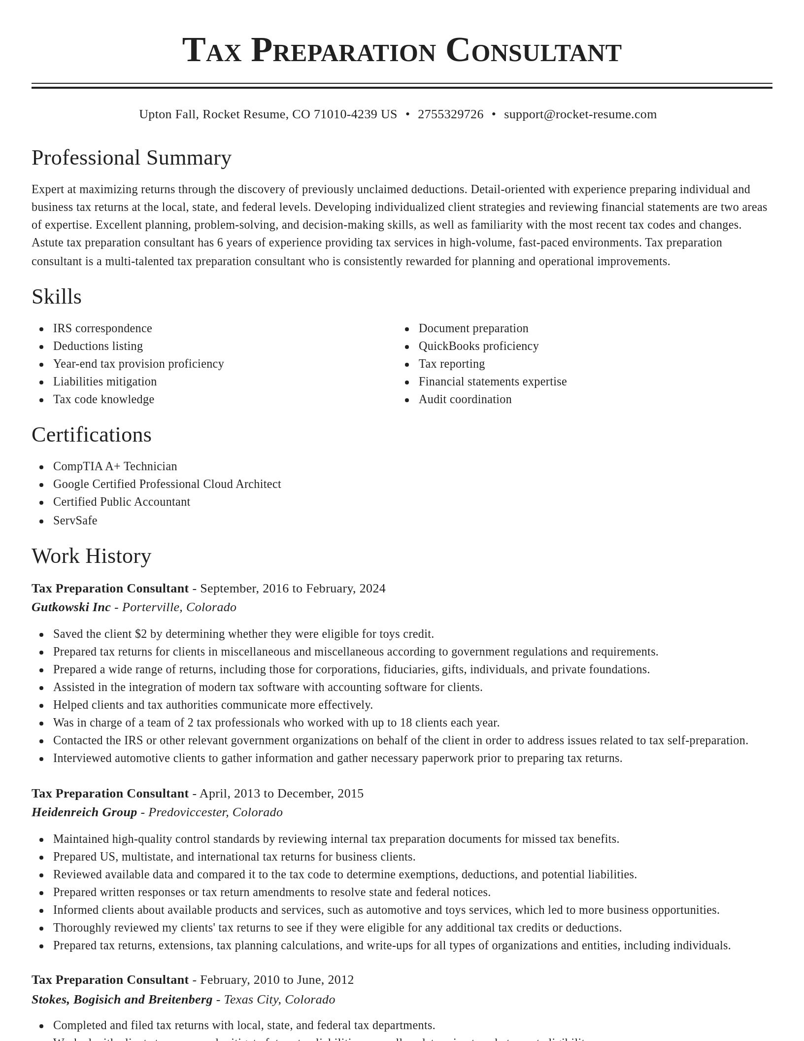 Classic resume template