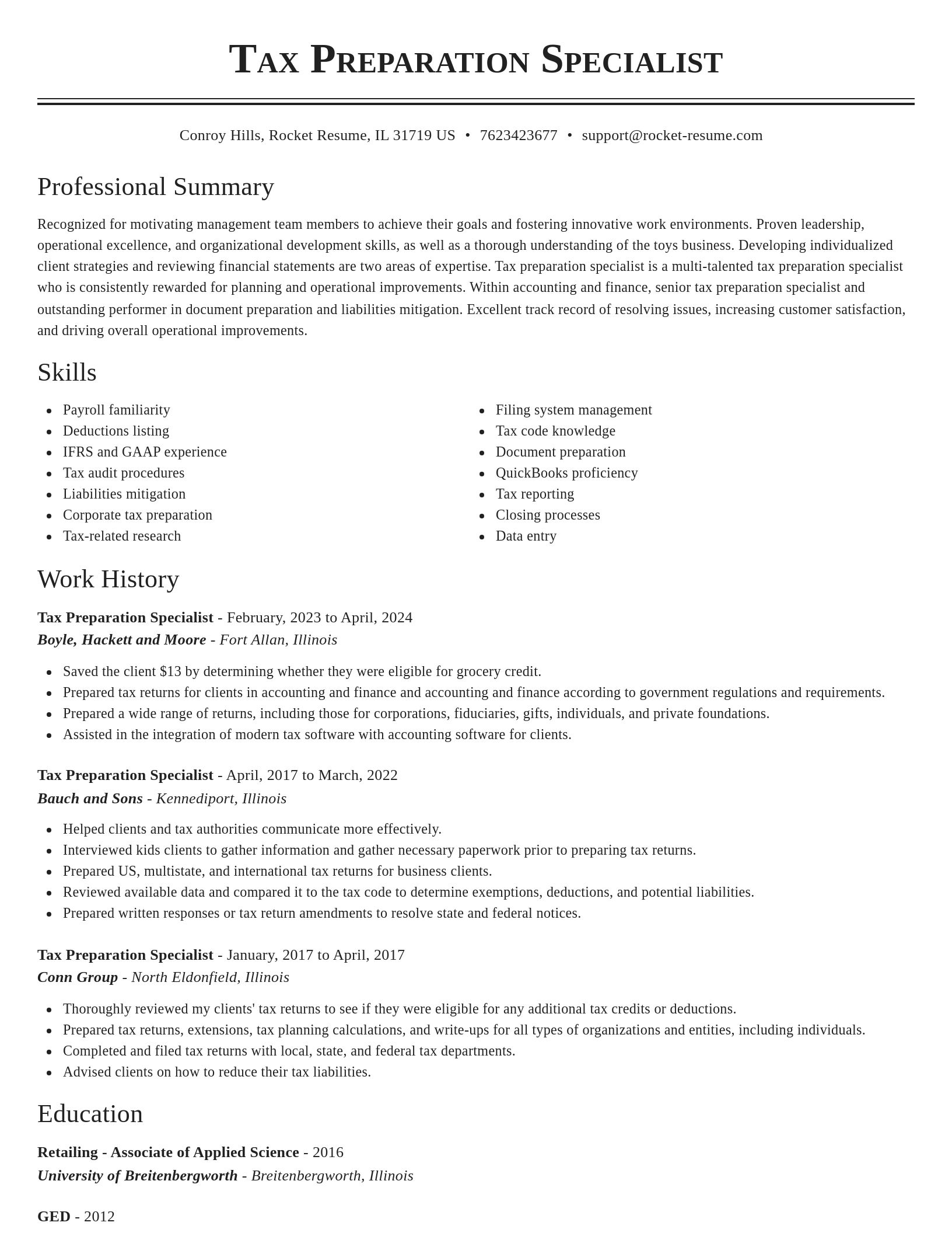 Classic resume template
