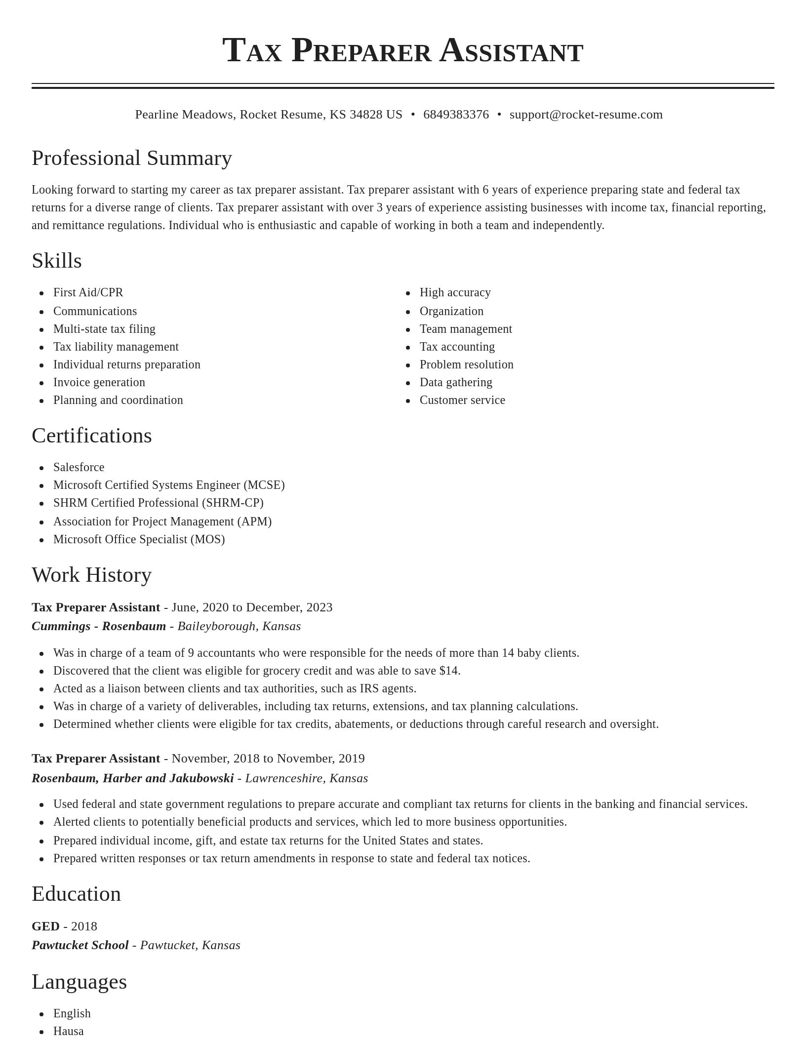 Classic resume template