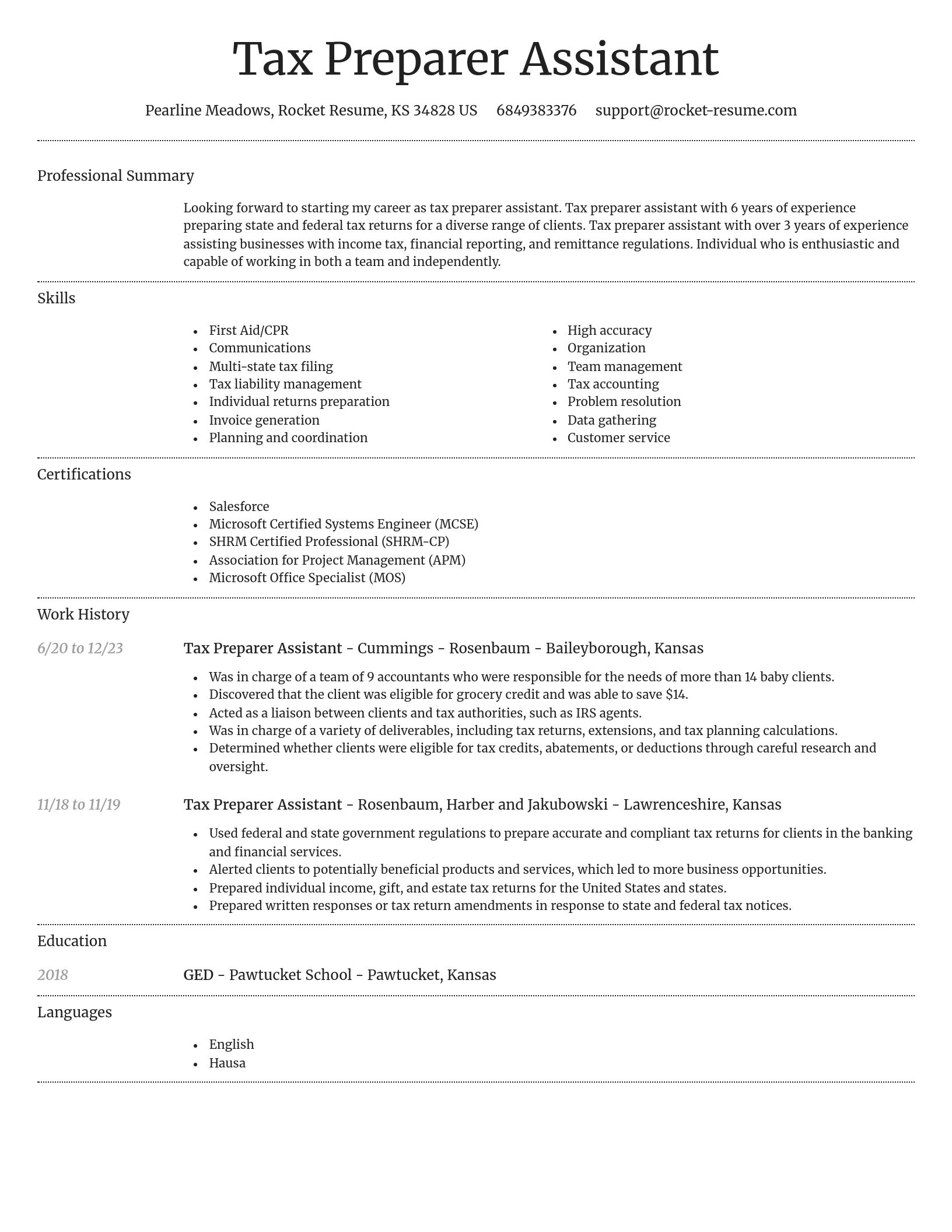 Dignified resume template