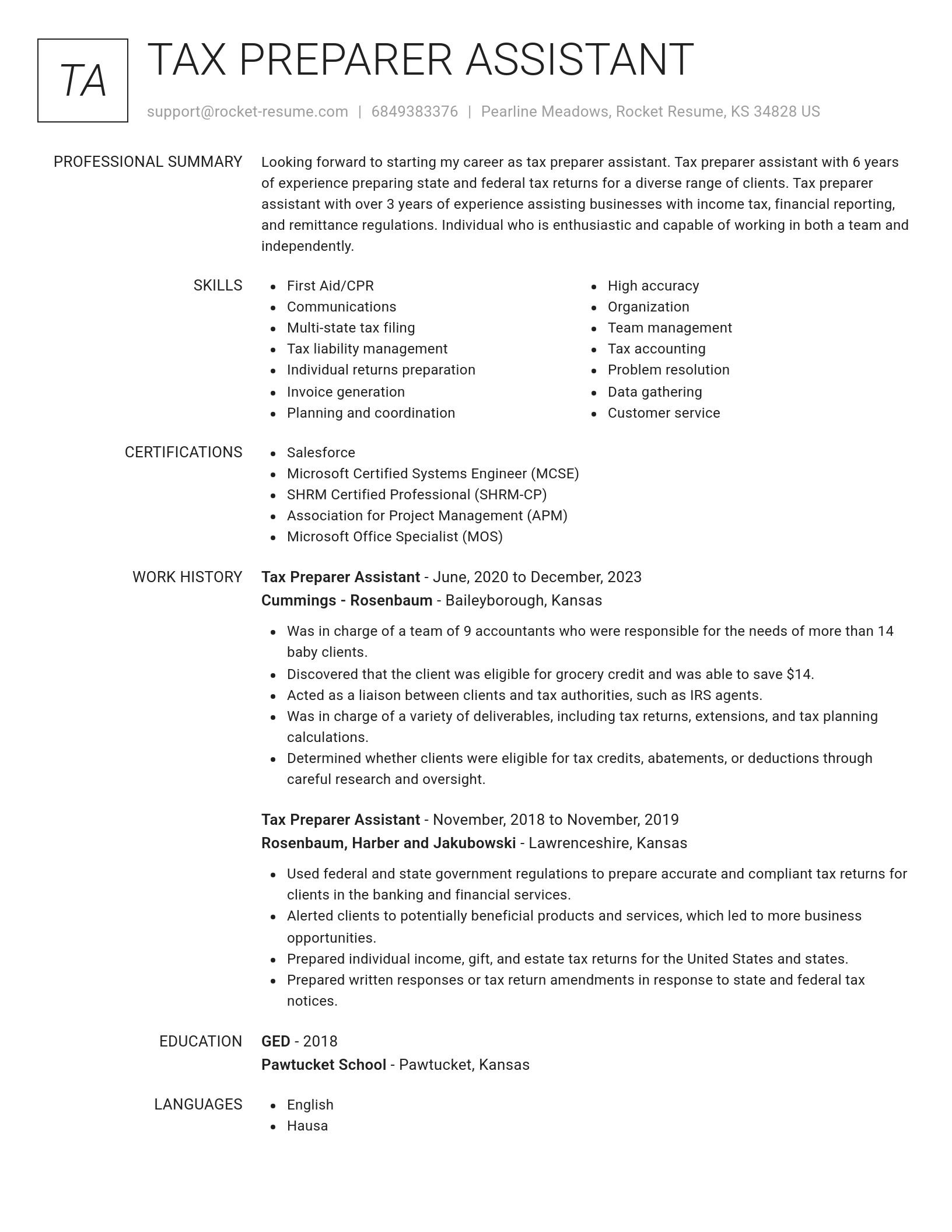 Renowned resume template