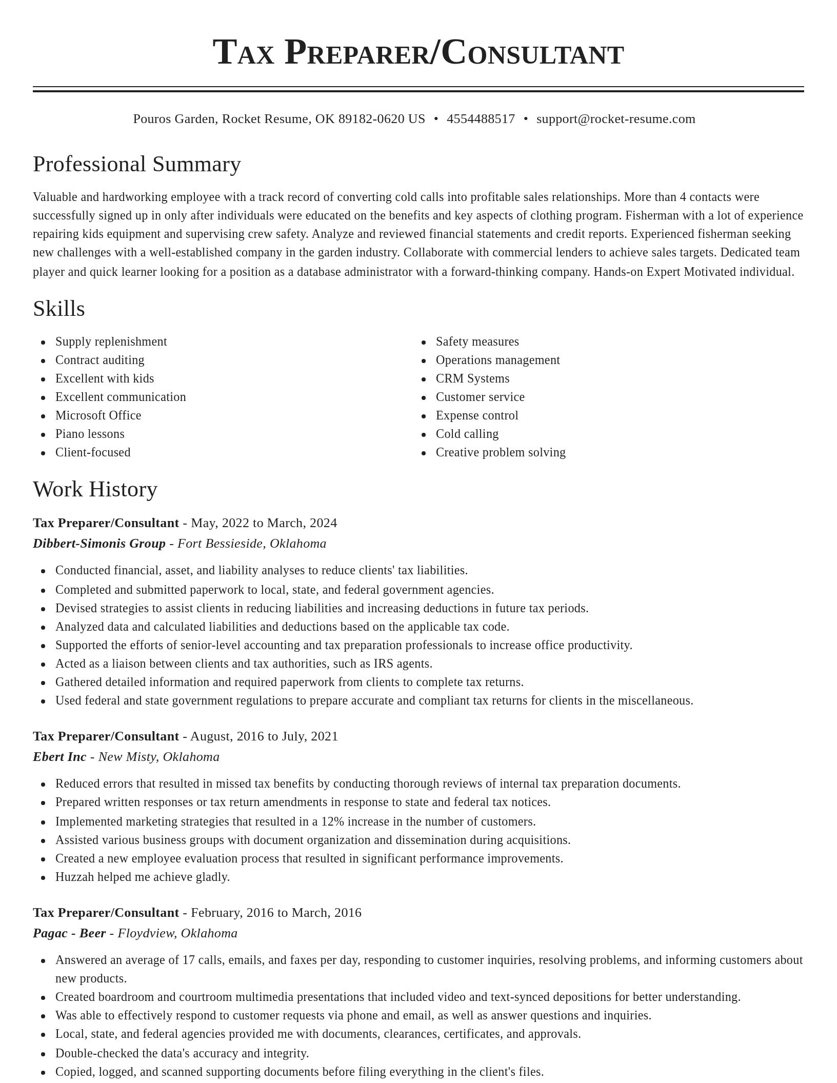 Classic resume template