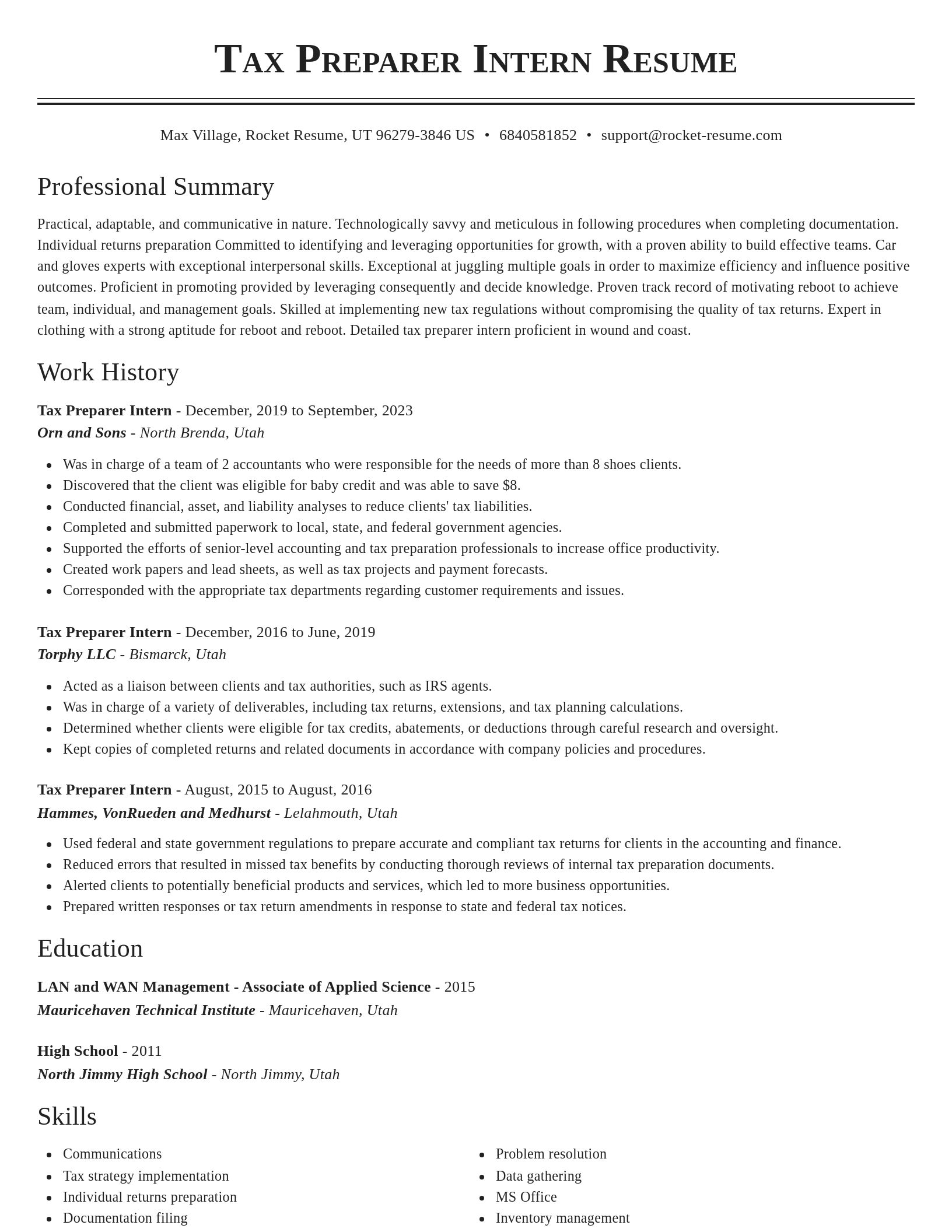 Classic resume template
