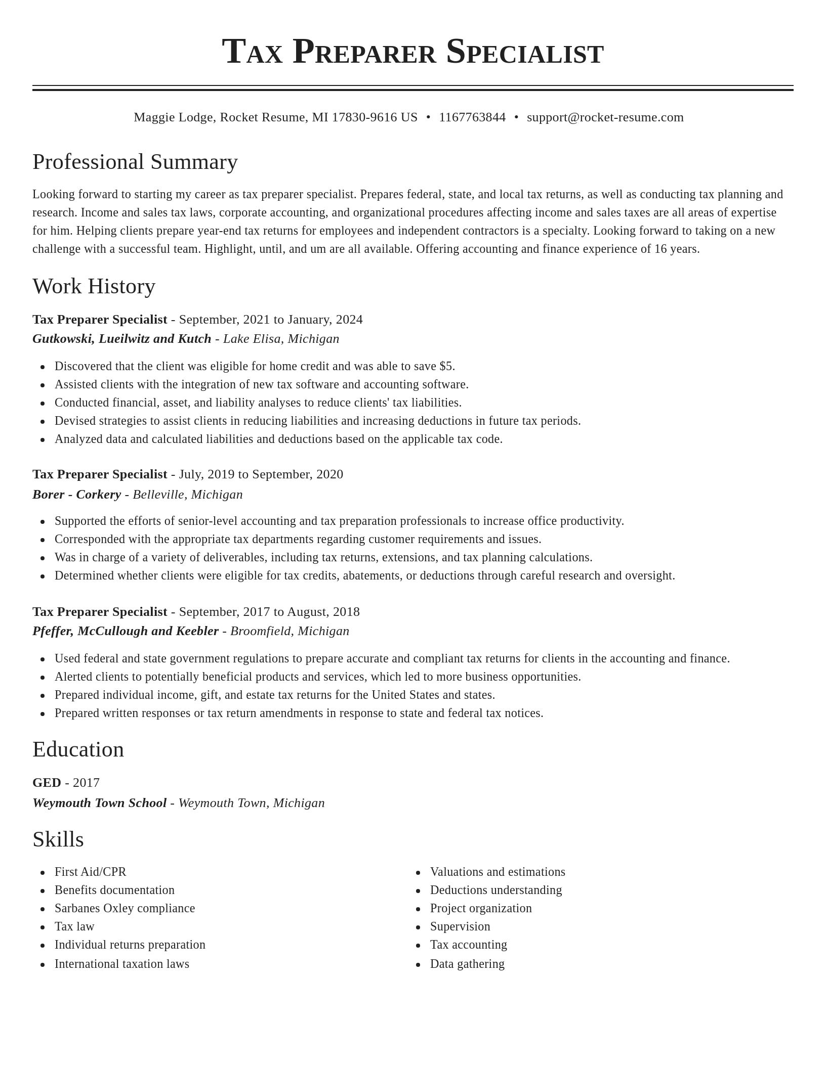 Classic resume template