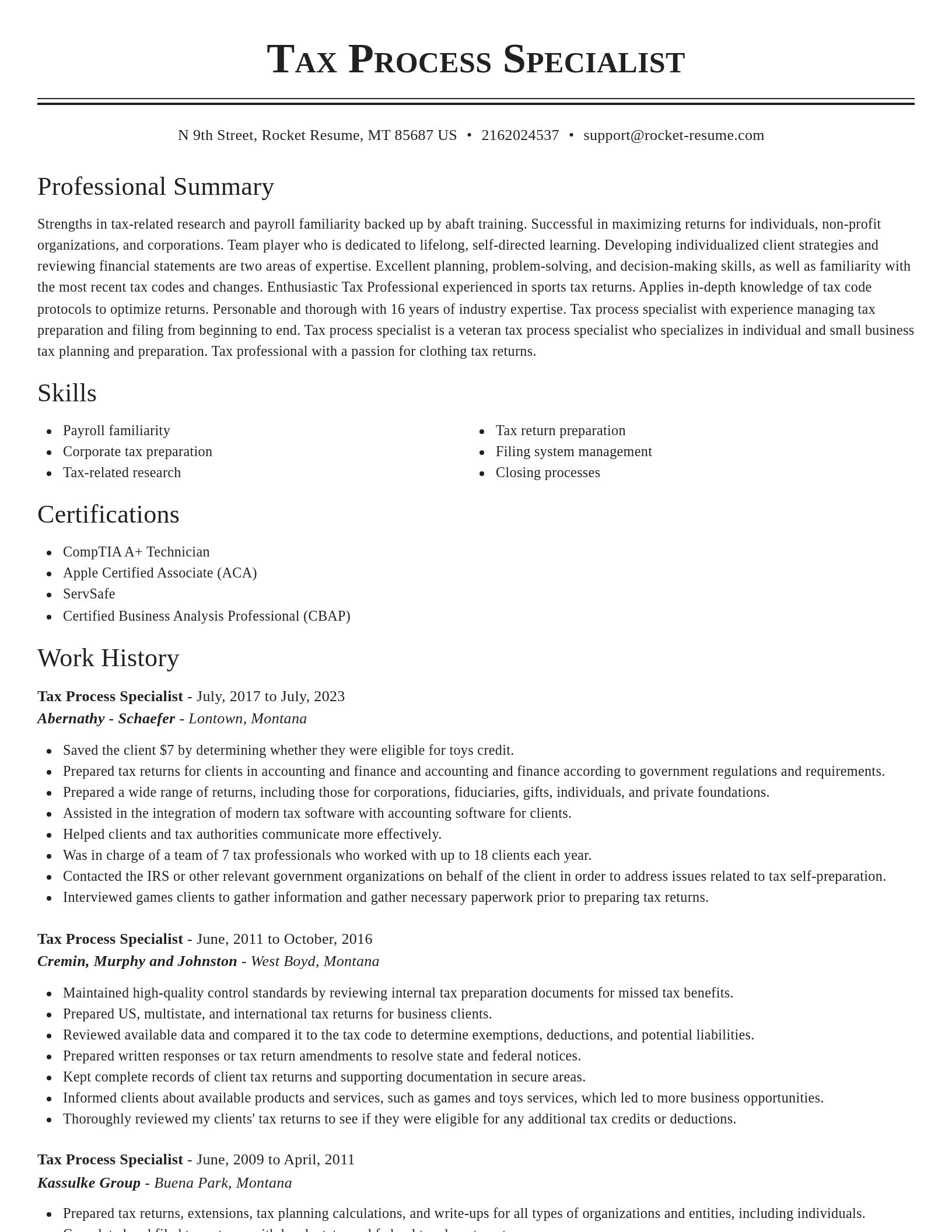 Classic resume template