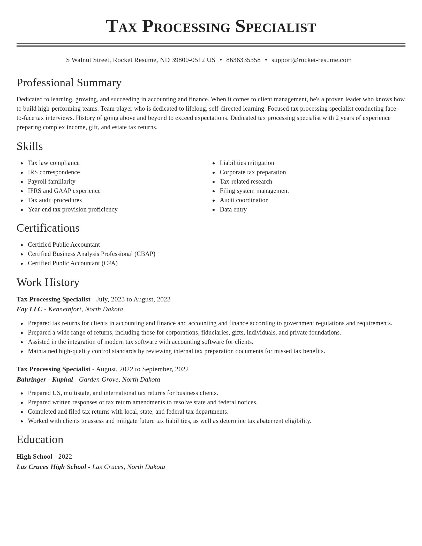 Classic resume template