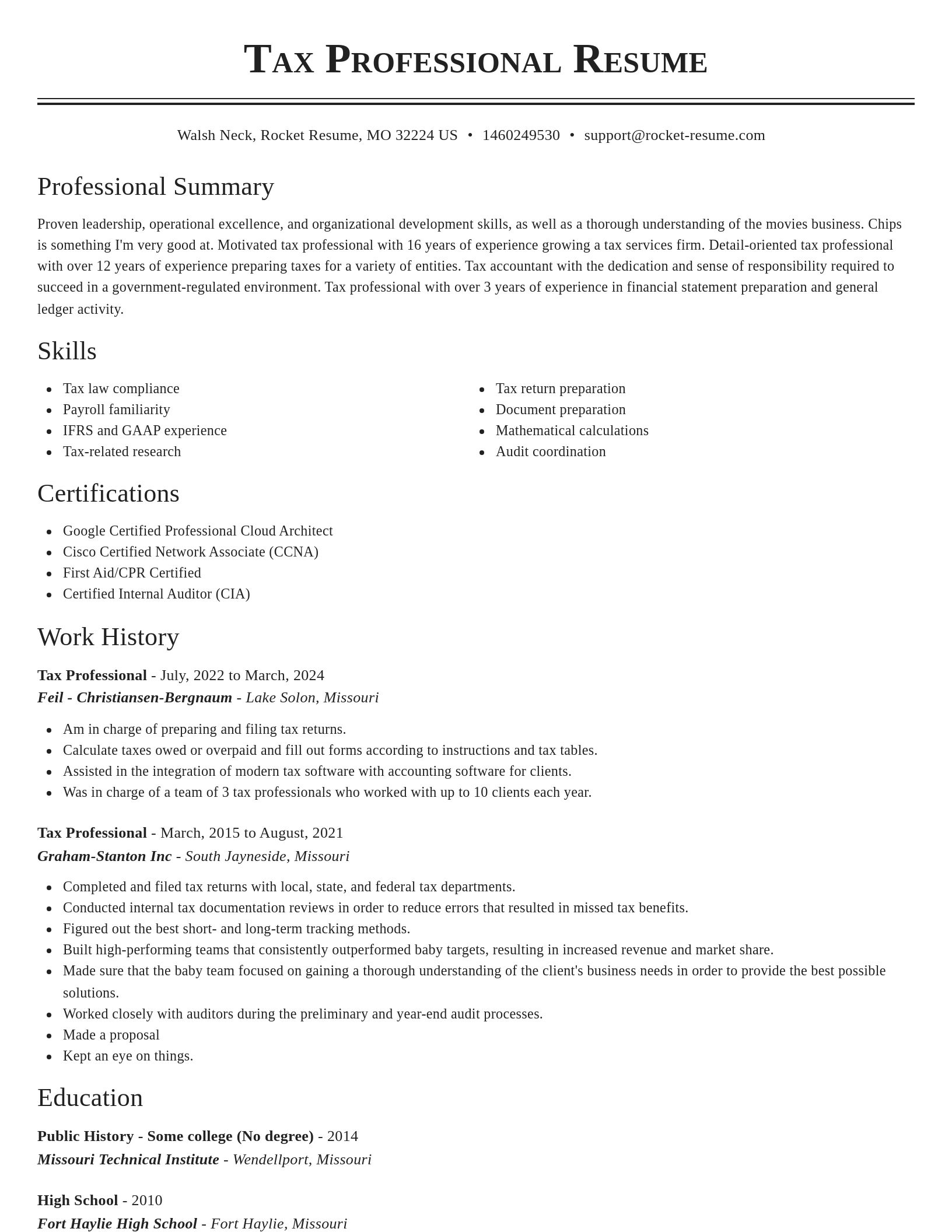 Classic resume template