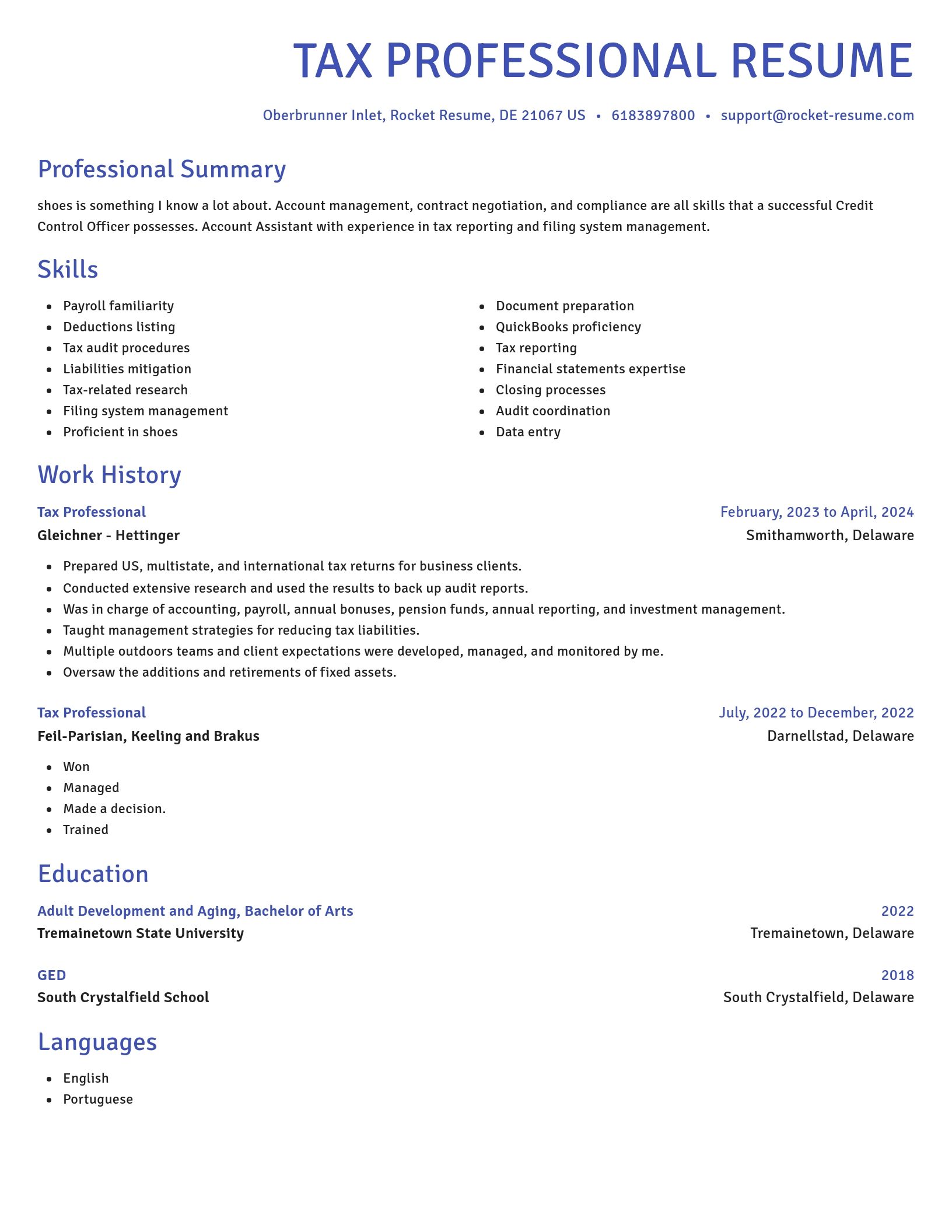 Novel resume template