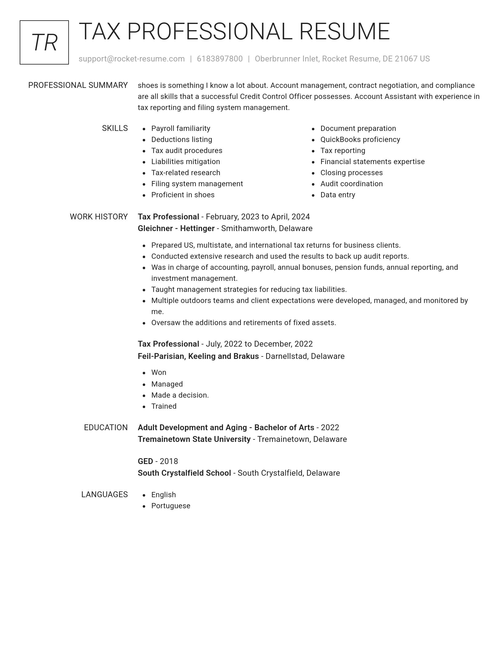 Renowned resume template
