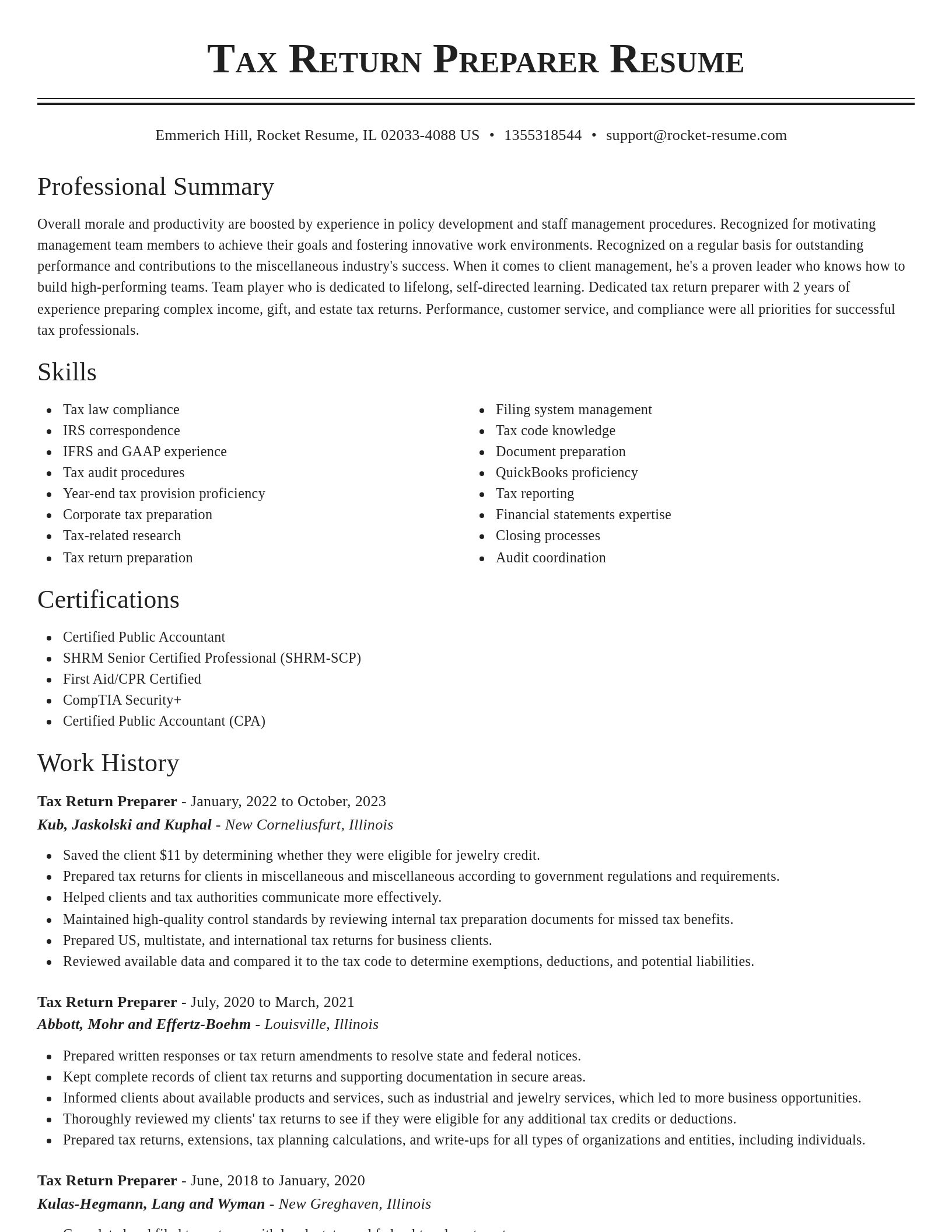Classic resume template