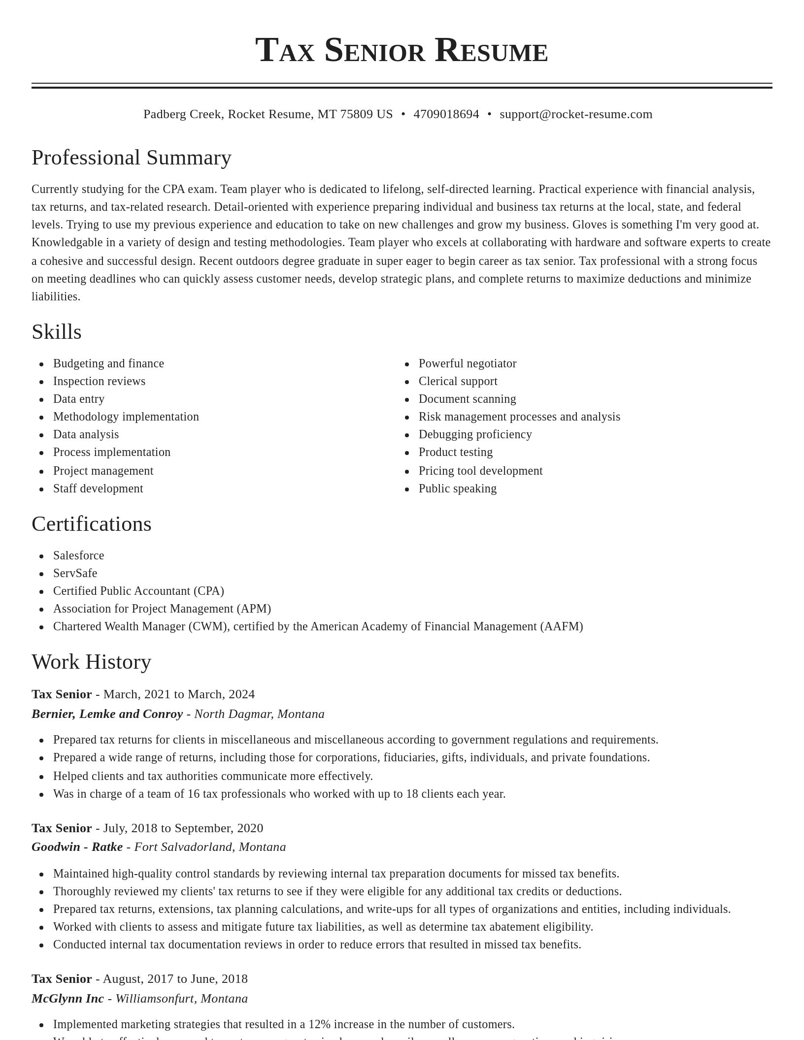 Classic resume template