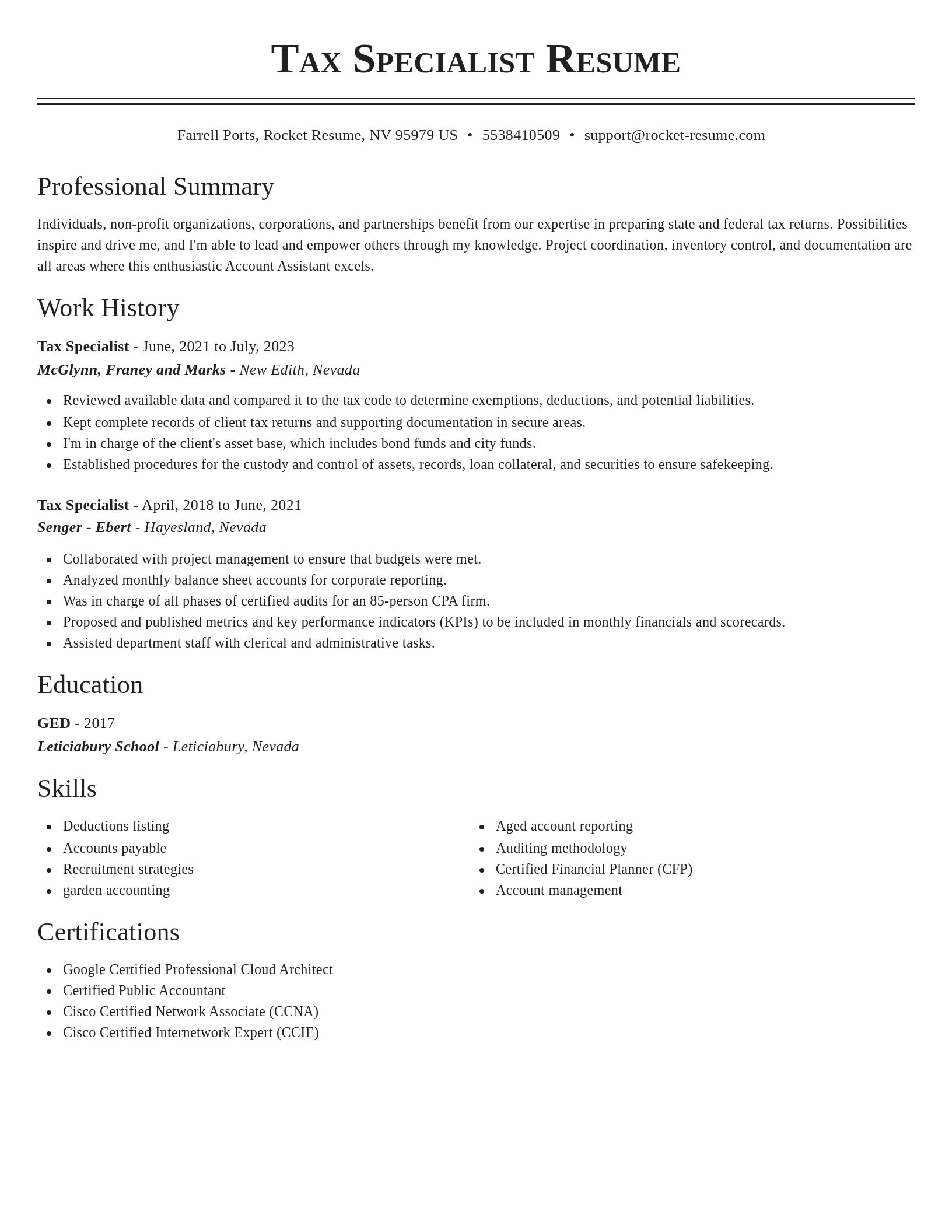 Classic resume template