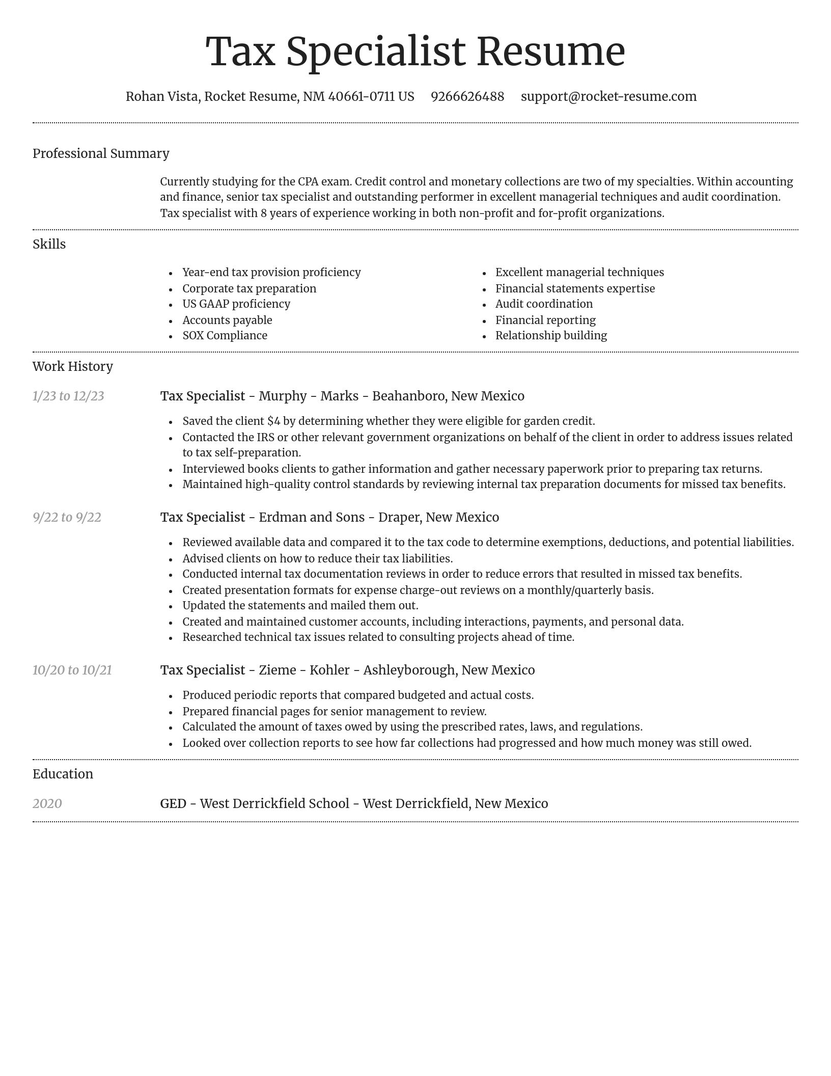 Dignified resume template