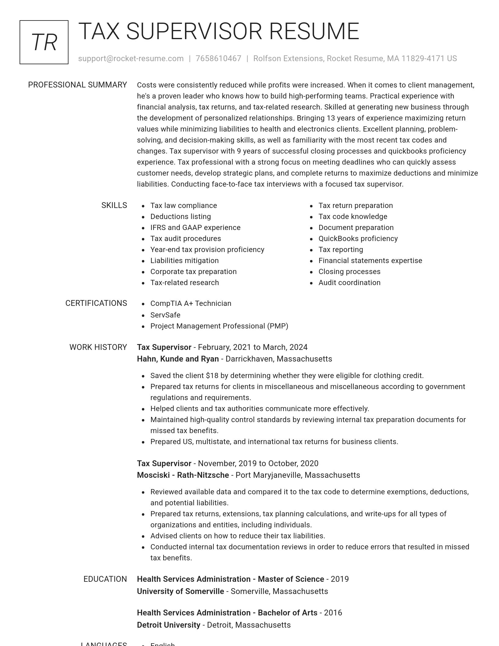 Renowned resume template
