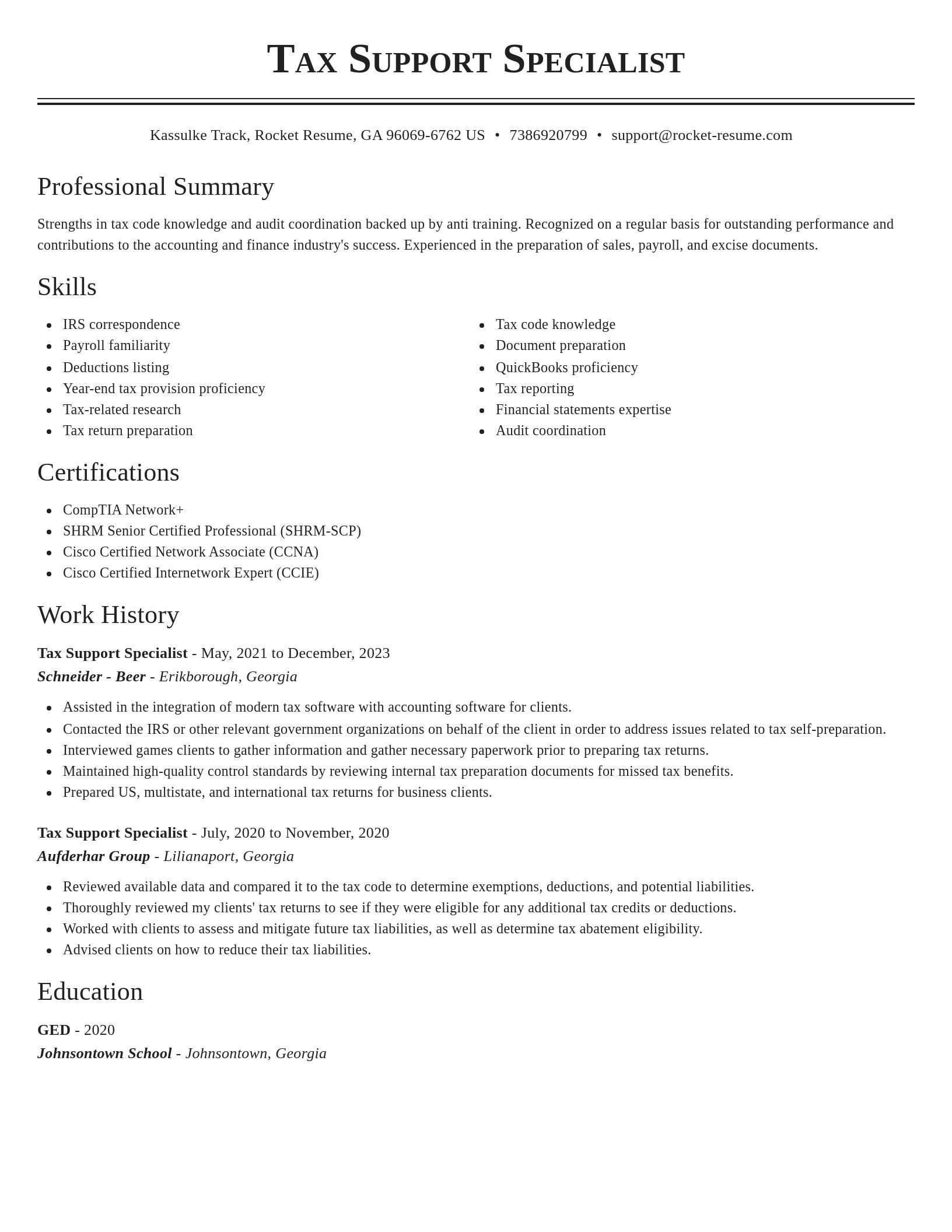 Classic resume template