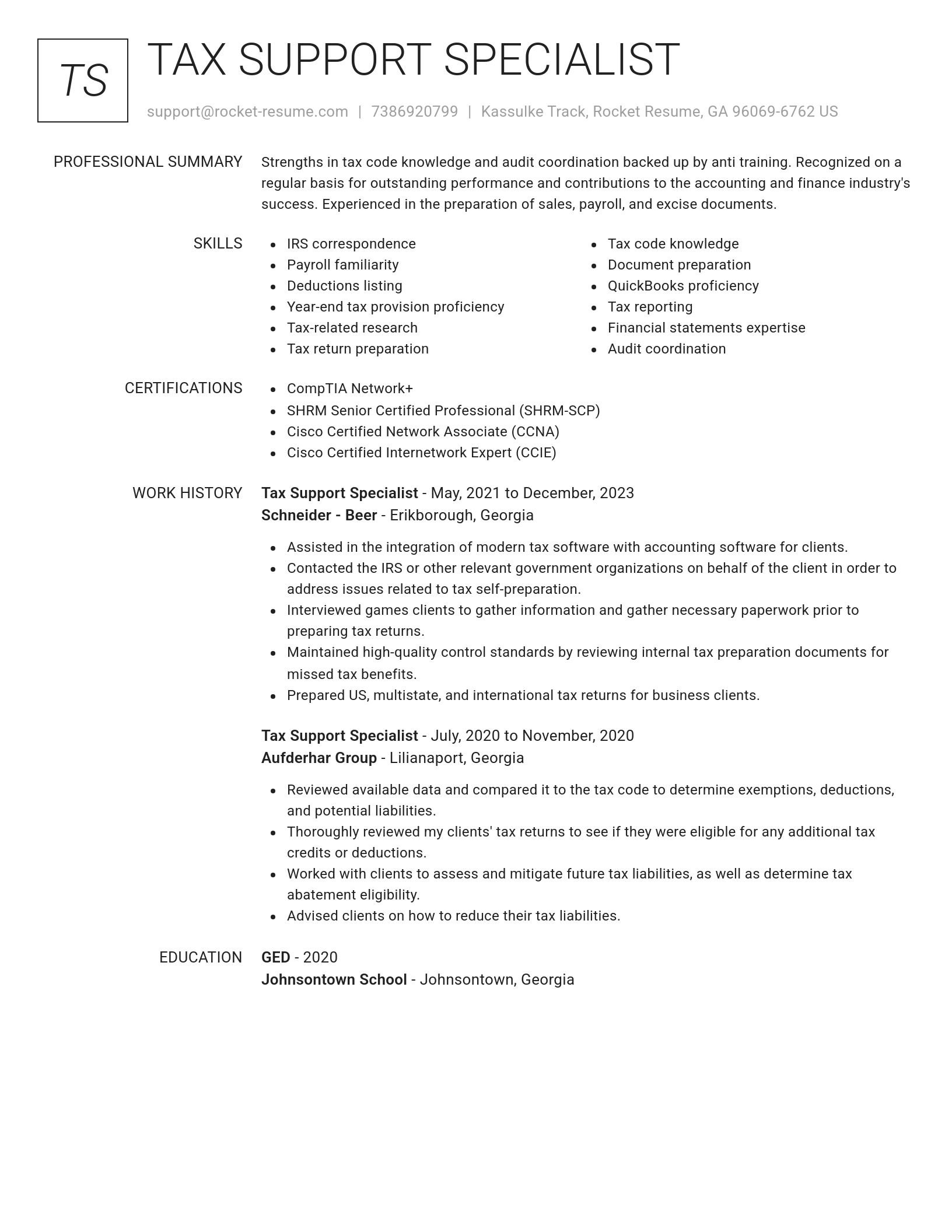 Renowned resume template