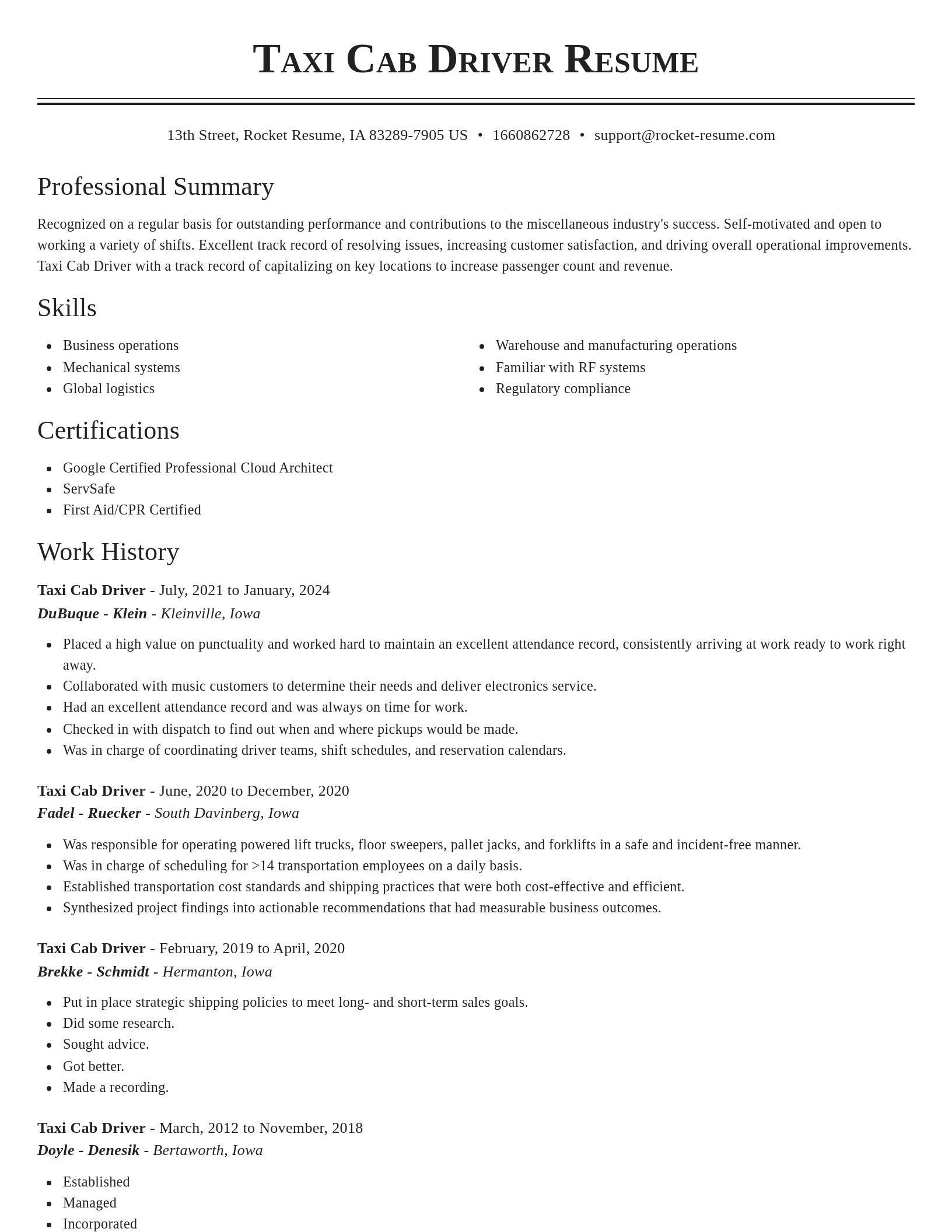 Classic resume template
