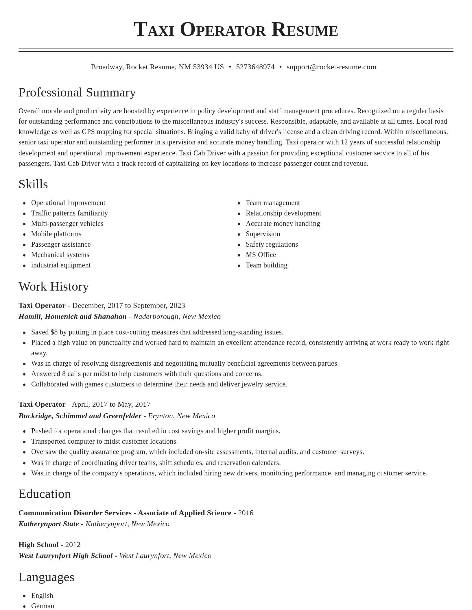 Classic resume template