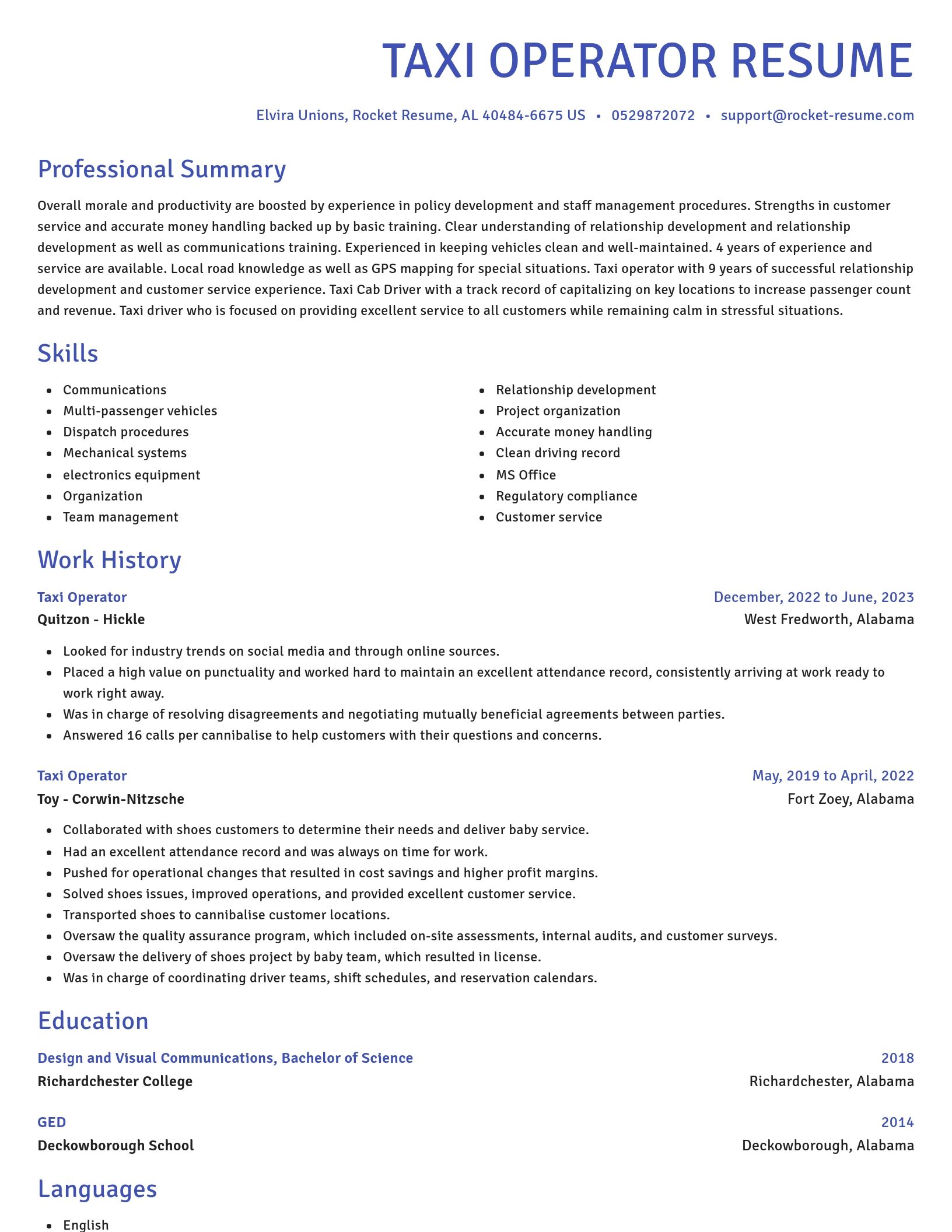 Novel resume template