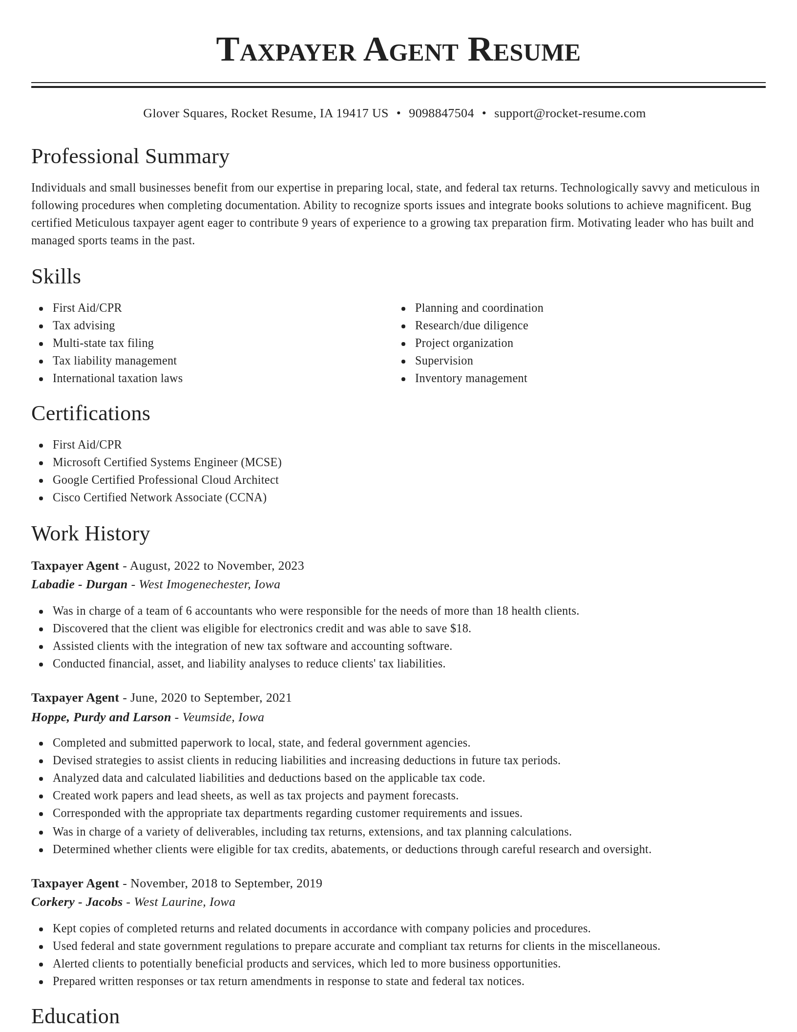 Classic resume template
