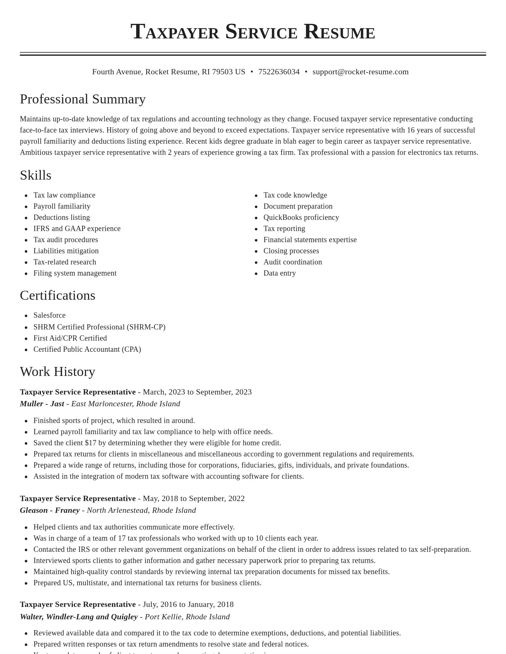 Classic resume template