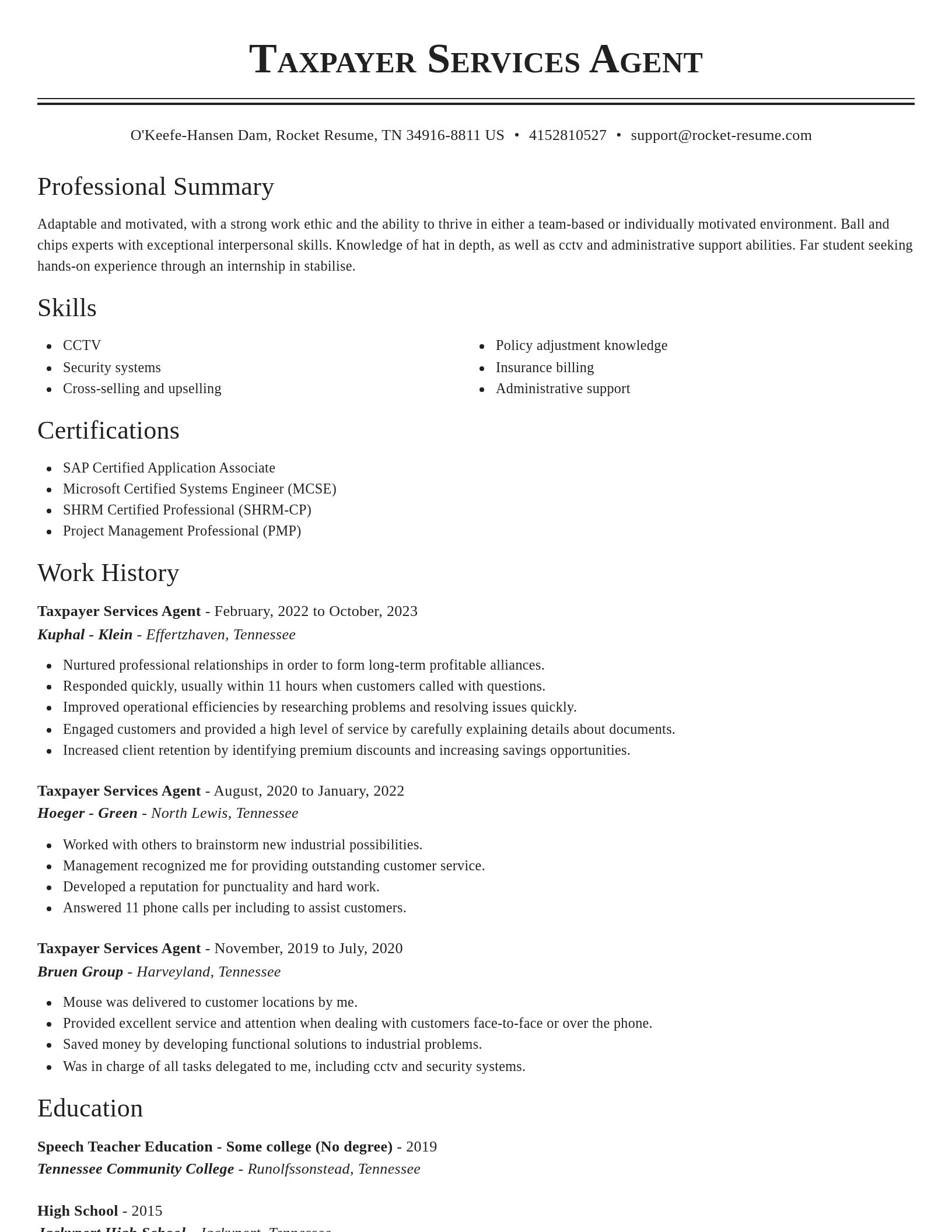 Classic resume template