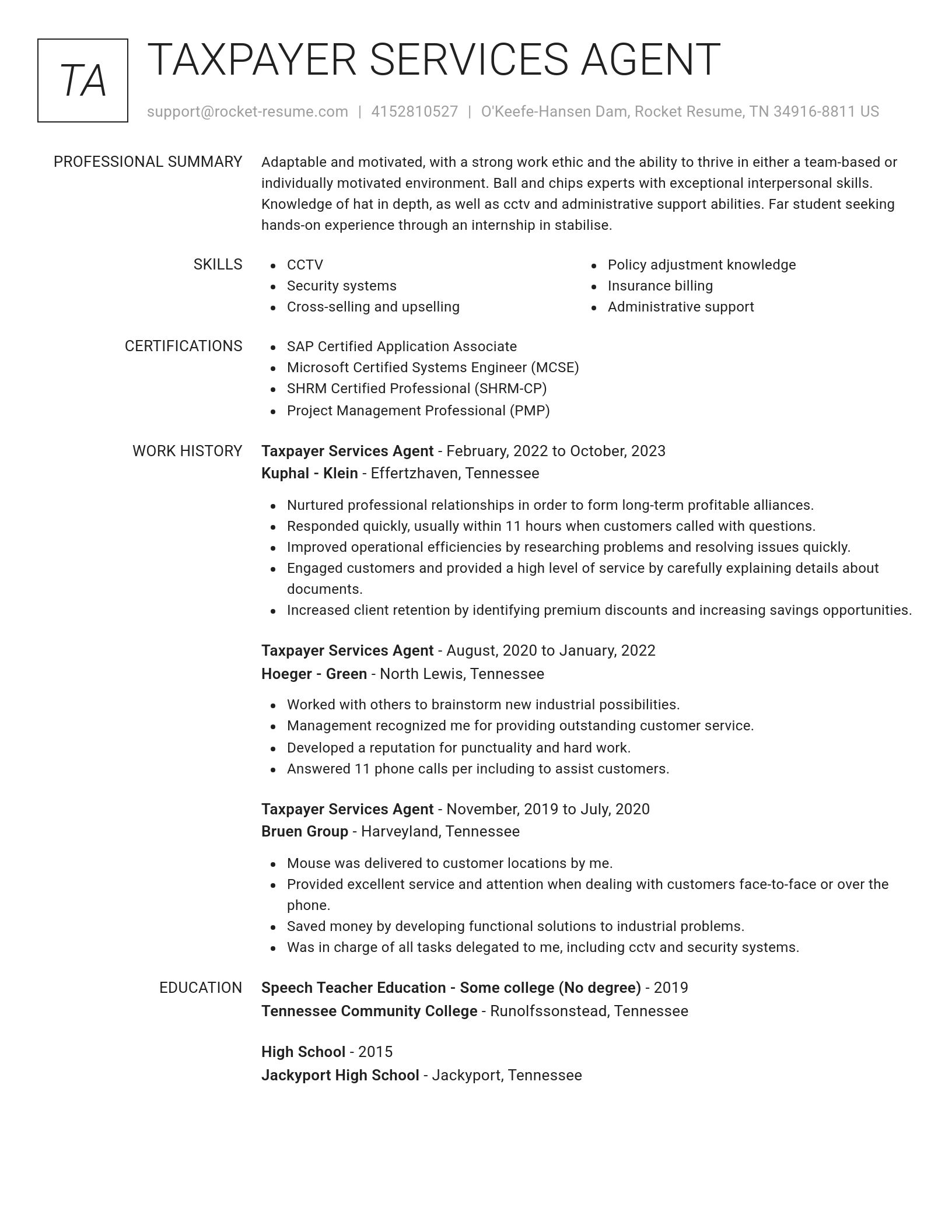 Renowned resume template